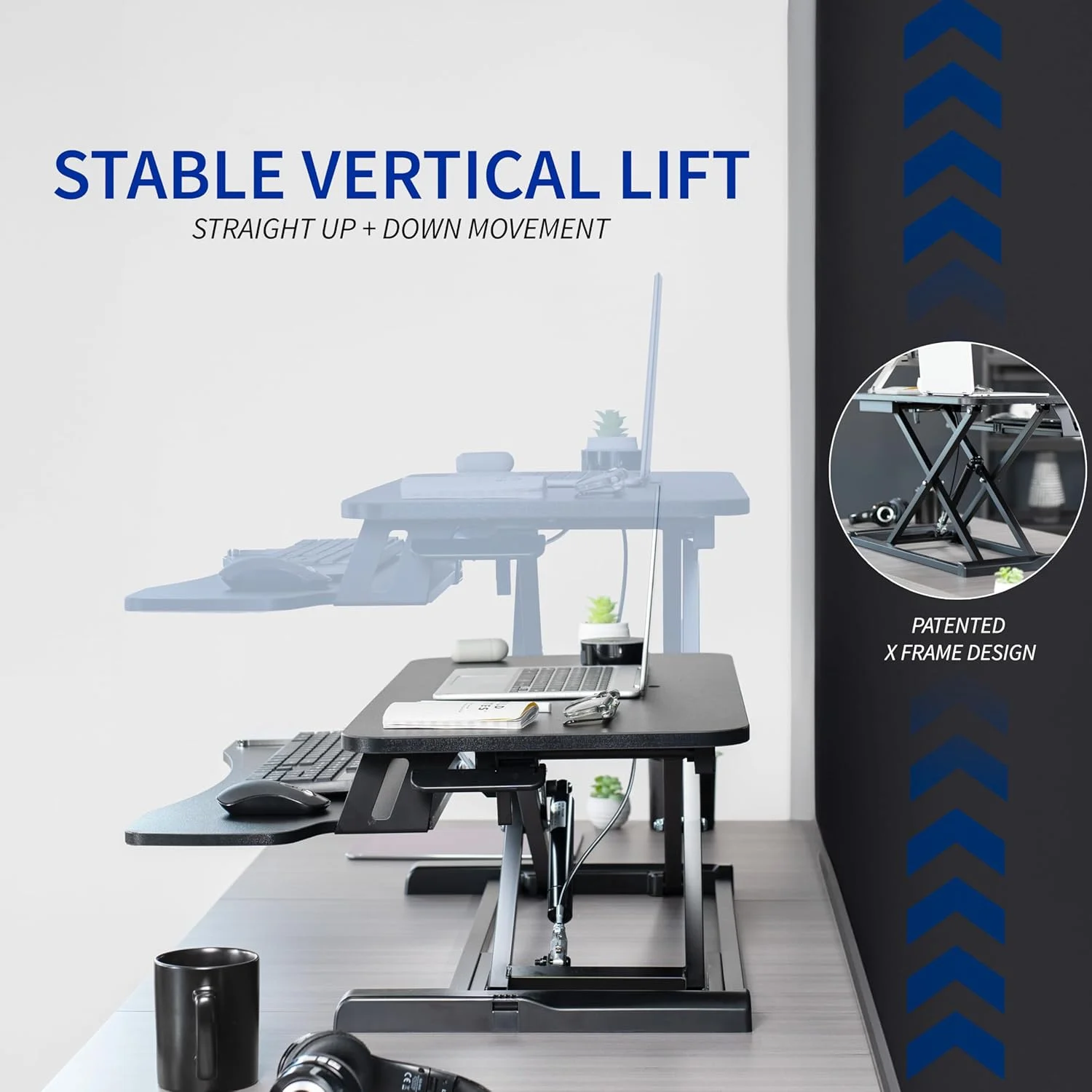 میز کانورتر 36 اینچی VIVO، سری K، میز ایستاده با قابلیت تنظیم ارتفاع، ایستگاه کاری مانیتور دوتایی و لپ تاپ با سینی کیبورد پهن، مشکی، DESK-V036KB میز کانورتر 36 اینچی VIVO، سری K، میز ایستاده با قابلیت تنظیم ارتفاع، ایستگاه کاری مانیتور دوتایی و لپ تاپ با سینی کیبورد پهن، مشکی، DESK-V036KB