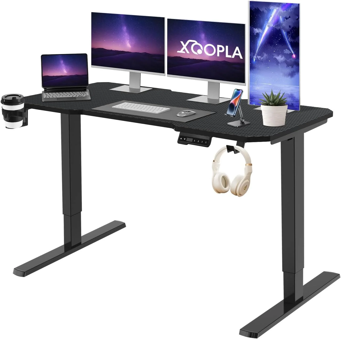 میز کامپیوتر ایستاده برقی قابل تنظیم ارتفاع Xoopla، میز بازی ارگونومیک یک تکه 140 در 60 سانتی متر با 3 تنظیمات حافظه، ایستگاه کاری اداری خانگی (مشکی) میز کامپیوتر ایستاده برقی قابل تنظیم ارتفاع Xoopla، میز بازی ارگونومیک یک تکه 140 در 60 سانتی متر با 3 تنظیمات حافظه، ایستگاه کاری اداری خانگی (مشکی)