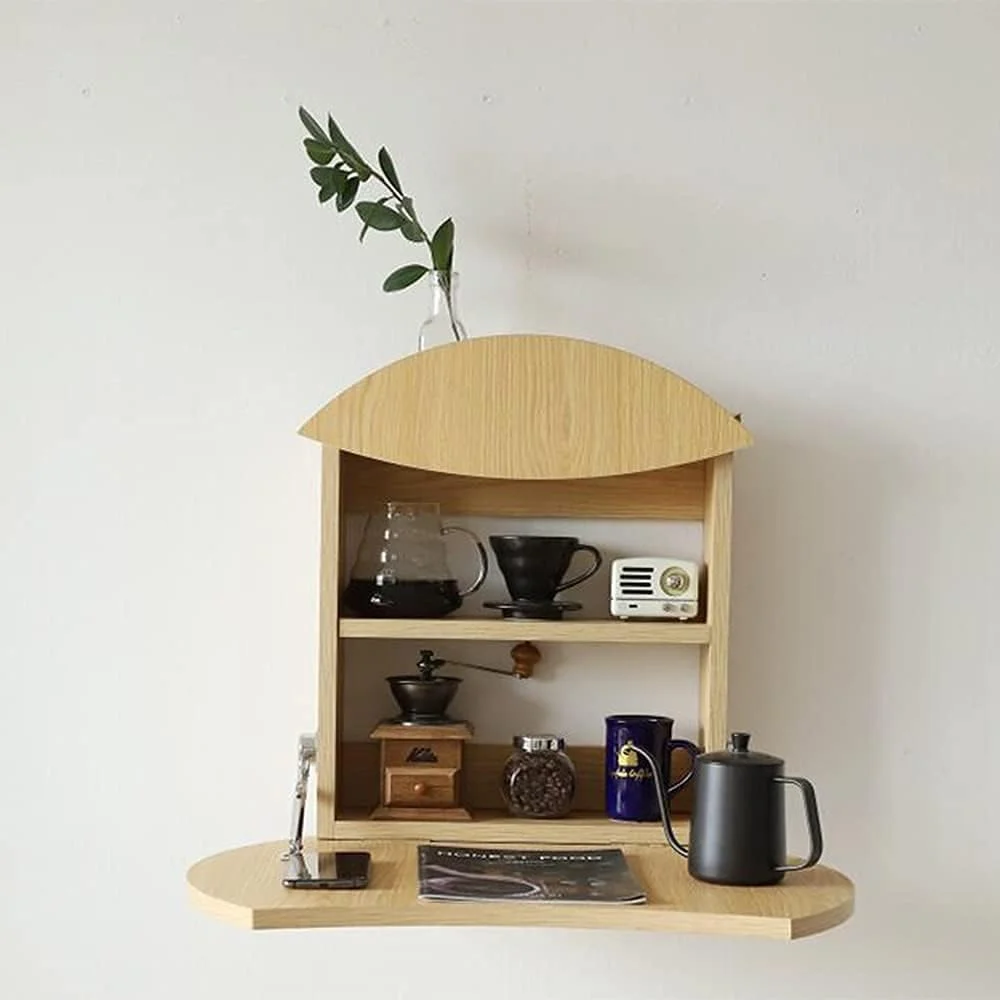 میز تاشو دیواری ZJCQA، میز کامپیوتر چند منظوره با قابلیت تاشوندگی و نصب روی دیوار، دارای محفظه های ذخیره سازی برای خانه و دفتر