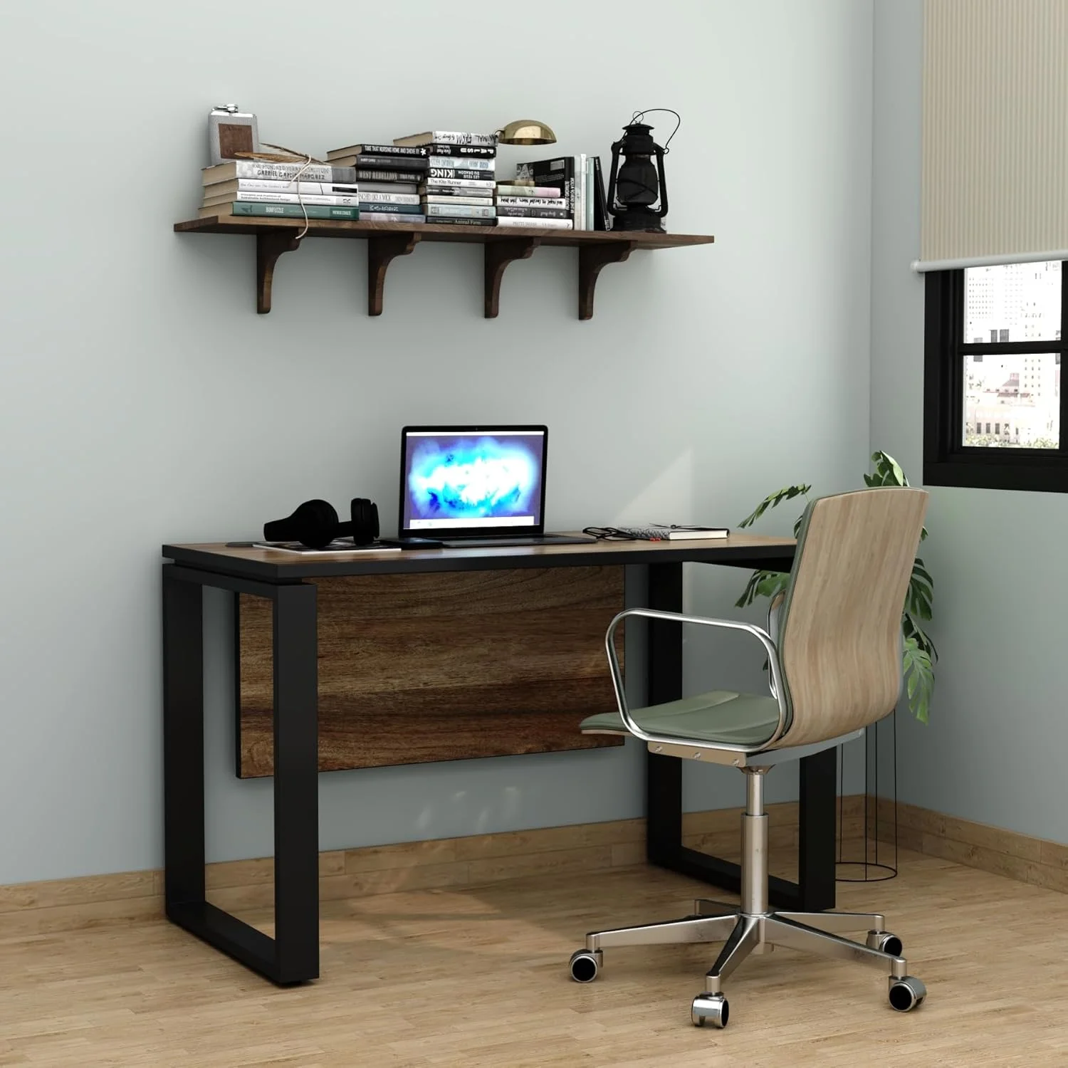 میز کار تکی RIGID با فریم فولادی و رویه چوبی، میز اداری خانگی (مشکی) میز کار تکی RIGID با فریم فولادی و رویه چوبی، میز اداری خانگی (مشکی)