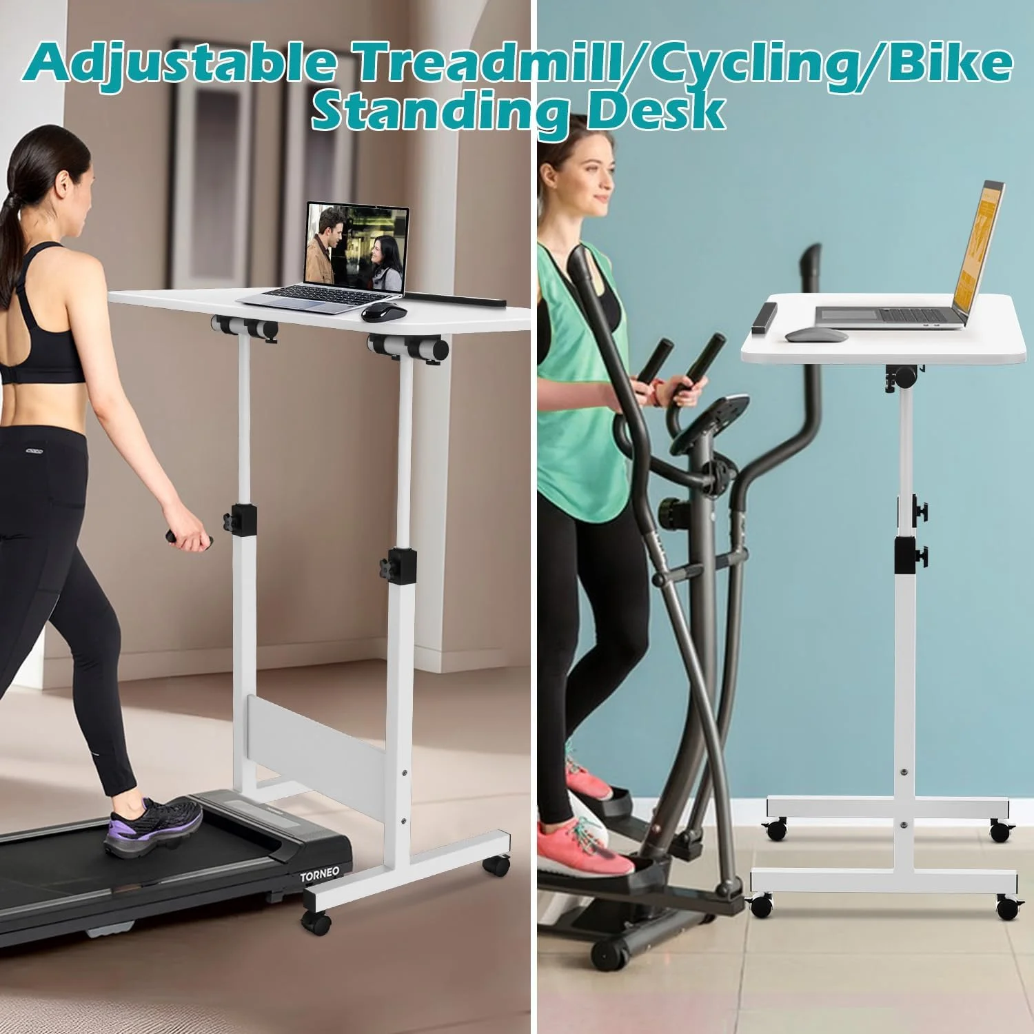 میز ایستاده شیب دار ZHIDIAN با ارتفاع قابل تنظیم، میز تاشو قابل حمل با چرخ، میز لپ تاپ کوچک چرخ دار، میز کامپیوتر سیار مناسب برای تردمیل و دوچرخه ثابت، سفید میز ایستاده شیب دار ZHIDIAN با ارتفاع قابل تنظیم، میز تاشو قابل حمل با چرخ، میز لپ تاپ کوچک چرخ دار، میز کامپیوتر سیار مناسب برای تردمیل و دوچرخه ثابت، سفید