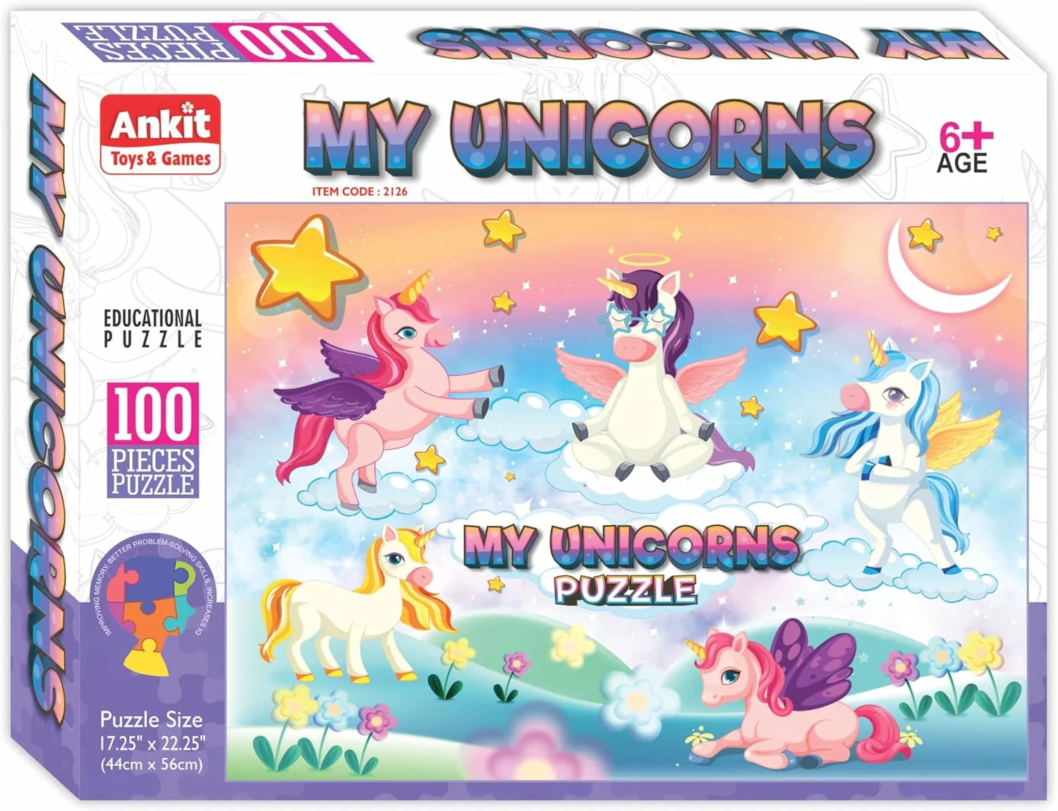 پازل اسباب بازی و بازی های آنکیت، تک شاخ من، 100 قطعه برای خانواده و کودکان 6 سال به بالا - اسباب بازی های پازلی آموزشی