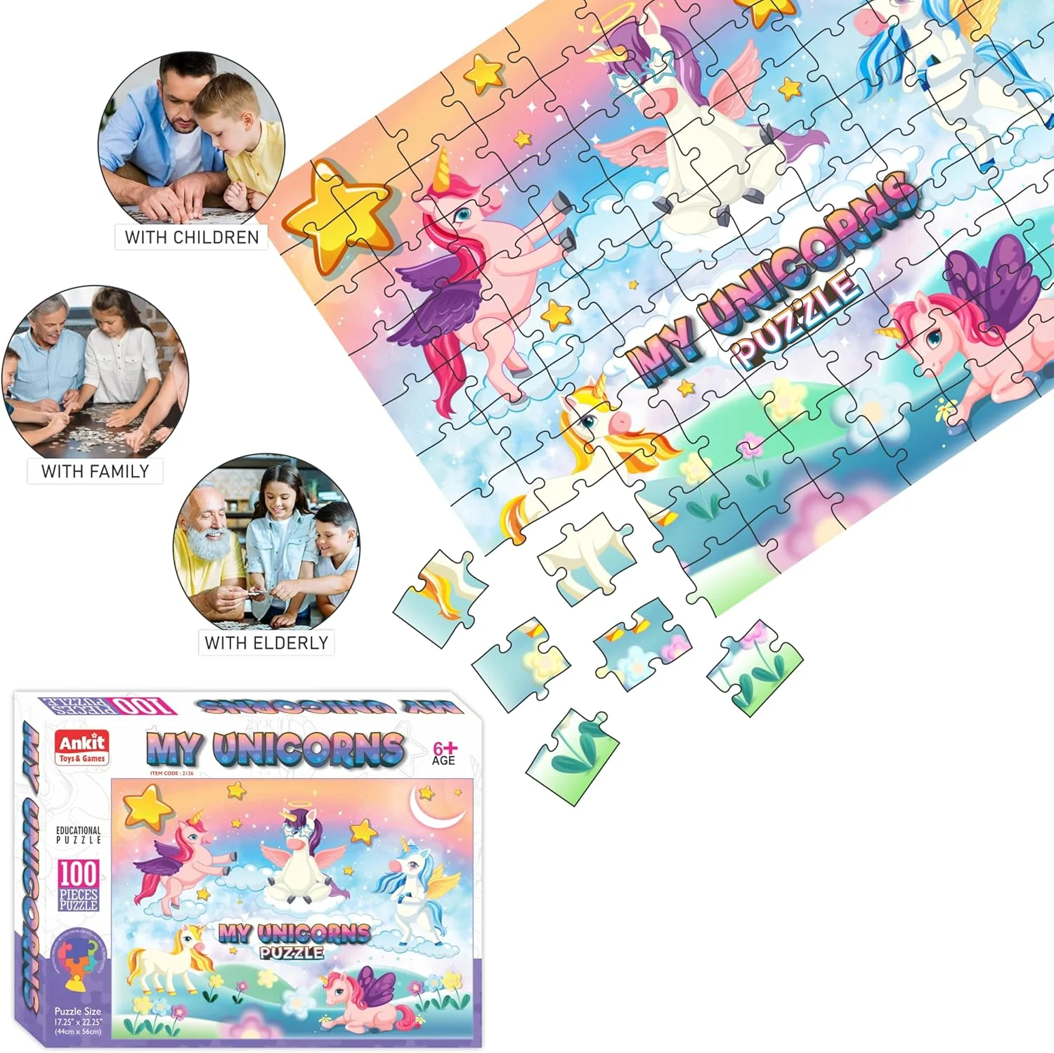 پازل اسباب بازی و بازی های آنکیت، تک شاخ من، 100 قطعه برای خانواده و کودکان 6 سال به بالا - اسباب بازی های پازلی آموزشی