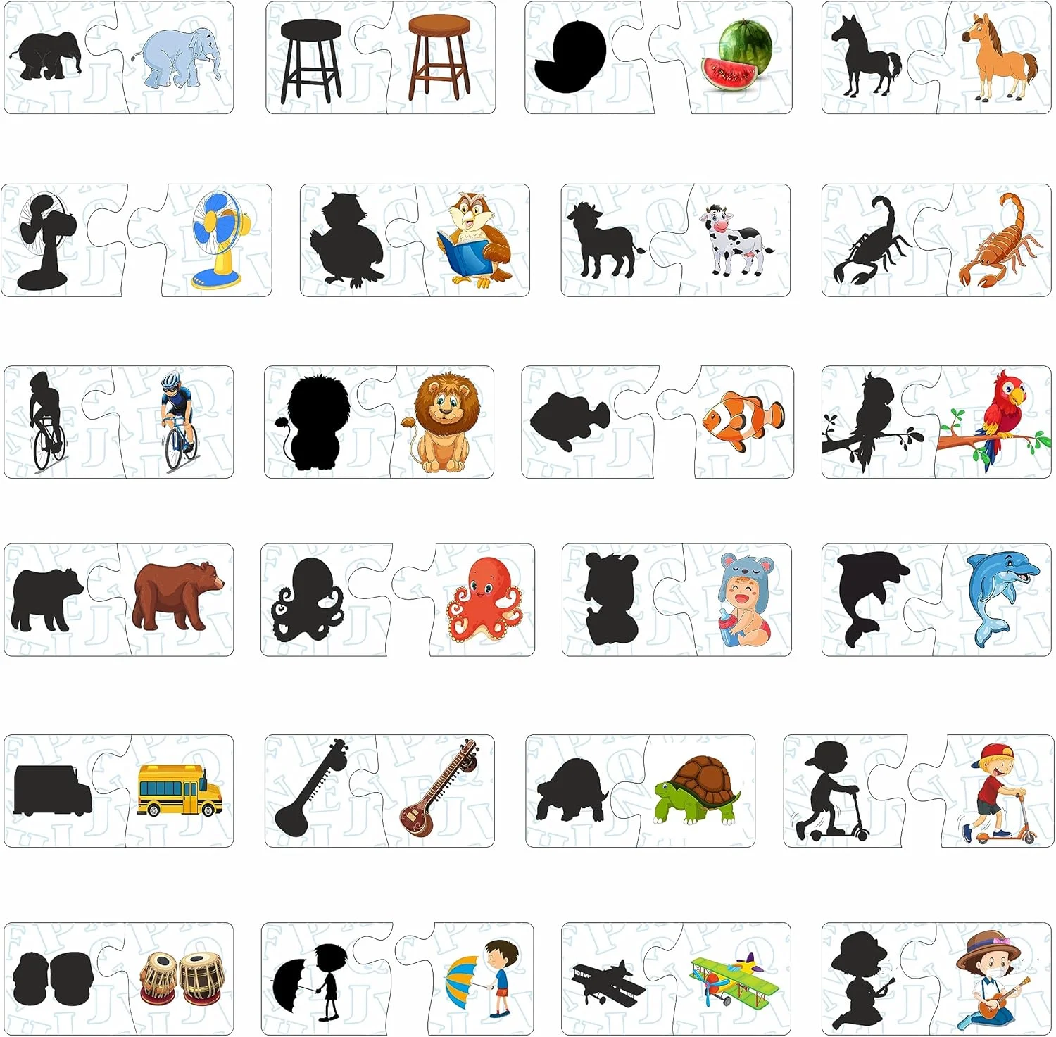 پازل تطبیق سایه آنکیت برای کودکان 3+ سال | تبدیل سایه به تصویر | 24 پازل خود اصلاح شونده 2 تکه | اسباب بازی آموزشی برای نوآموزان (48 تکه)