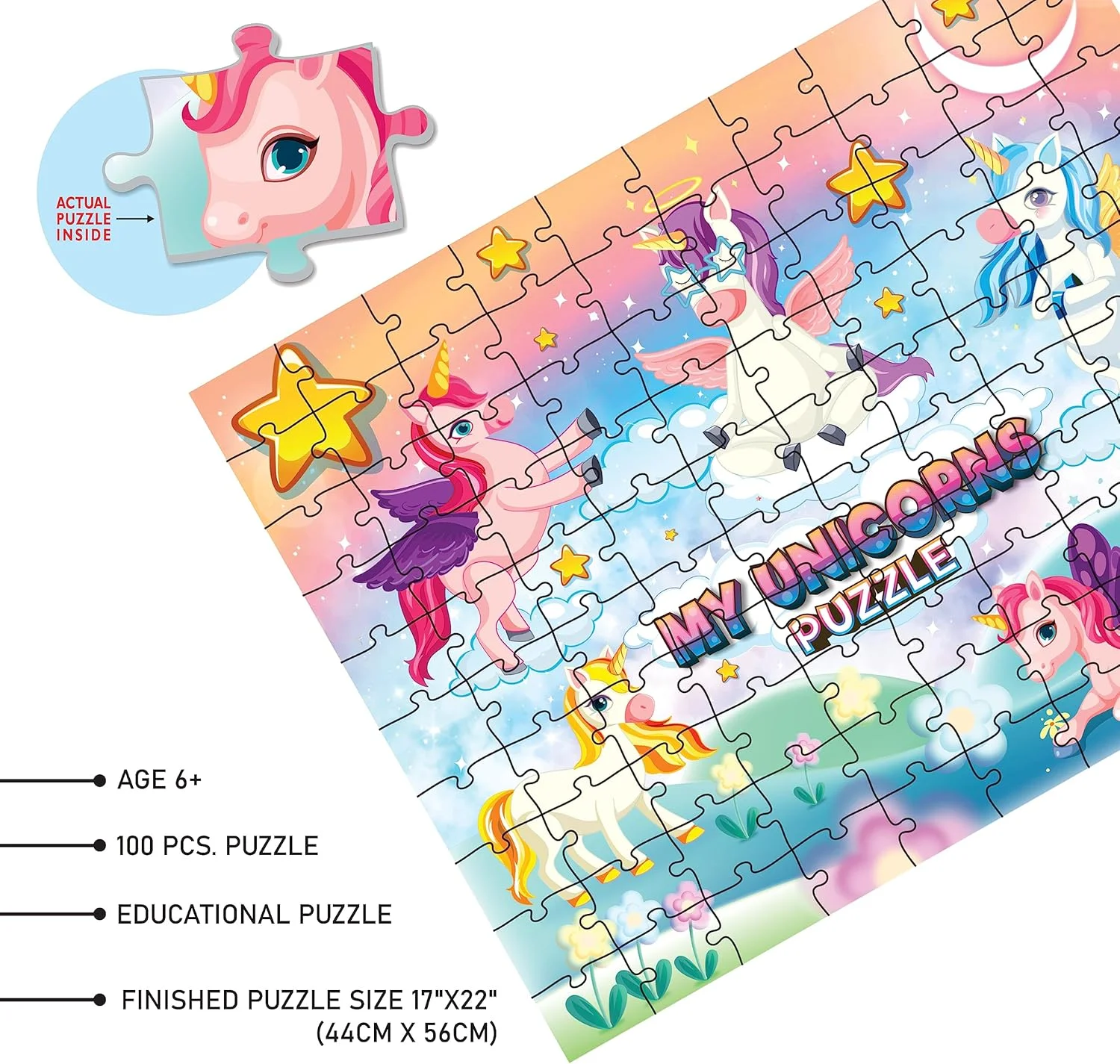 پازل اسباب بازی و بازی های آنکیت، تک شاخ من، 100 قطعه برای خانواده و کودکان 6 سال به بالا - اسباب بازی های پازلی آموزشی