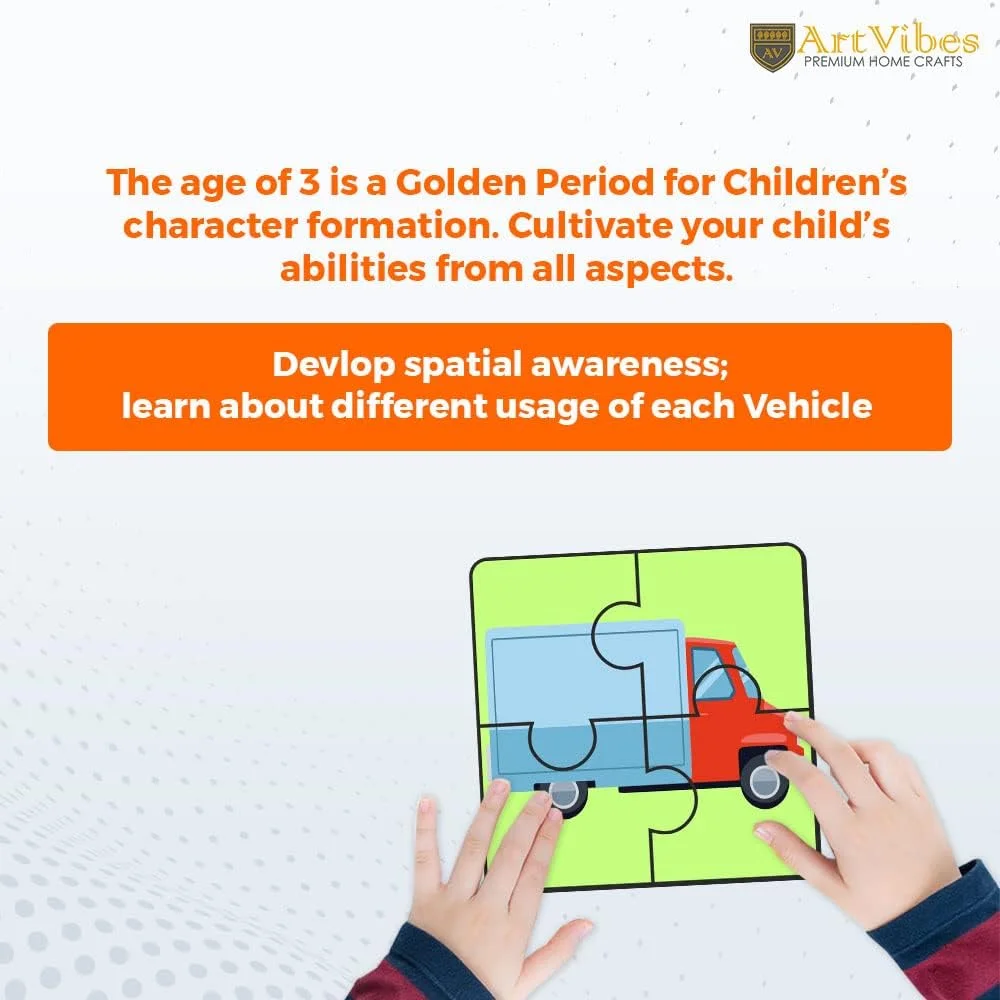 پازل چوبی وسایل نقلیه Artvibes برای کودکان | پازل برای کودکان 2-5 سال | پازل 4 تکه | پازل چوبی کودکان (PZ_504N)، مجموعه 6 عددی پازل چوبی وسایل نقلیه Artvibes برای کودکان | پازل برای کودکان 2-5 سال | پازل 4 تکه | پازل چوبی کودکان (PZ_504N)، مجموعه 6 عددی