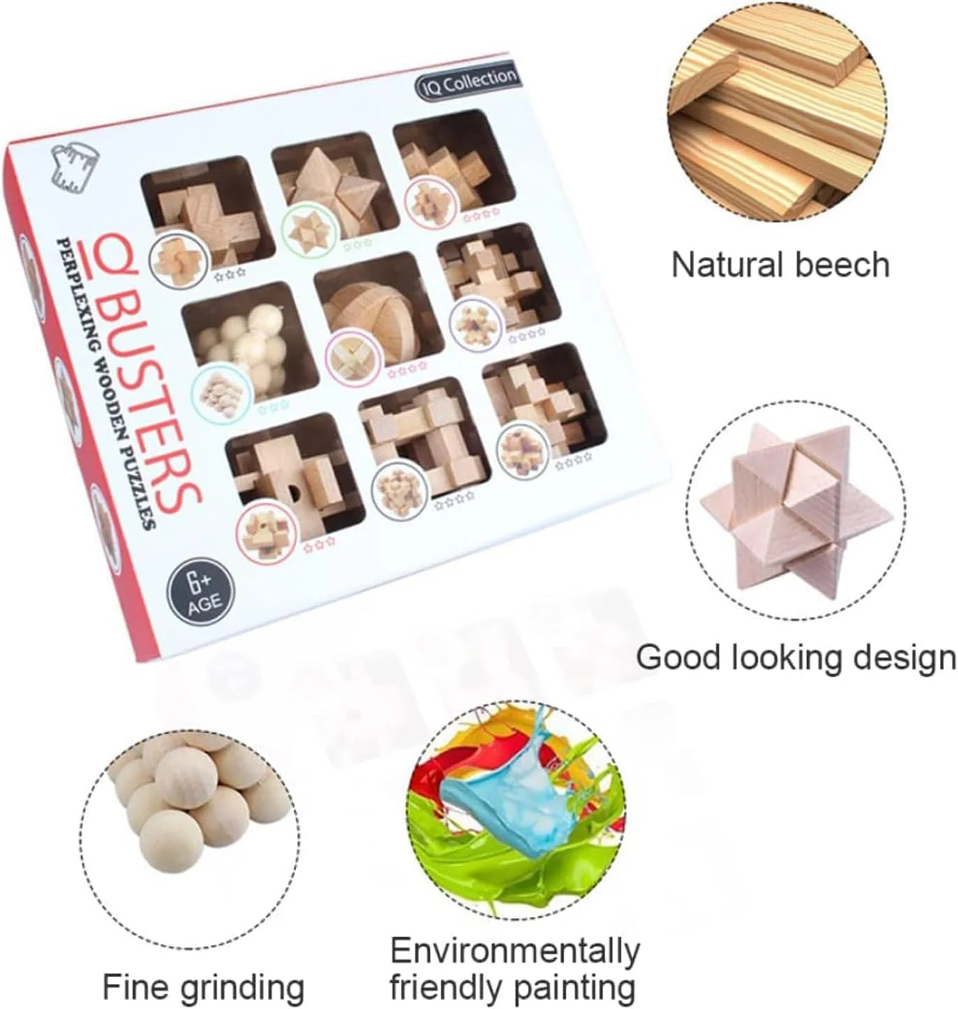 پازل مکعب چوبی سه بعدی Aputue، بازی فکری پنتوگو، اسباب بازی چالش برانگیز برای تقویت مهارت های منطقی با قطعات در هم قفل شونده، بازی عالی برای تمرین مغز کودکان و بزرگسالان