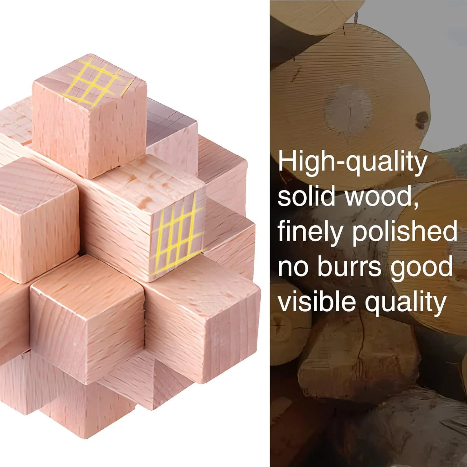 پازل مکعب چوبی سه بعدی Aputue، بازی فکری پنتوگو، اسباب بازی چالش برانگیز برای تقویت مهارت های منطقی با قطعات در هم قفل شونده، بازی عالی برای تمرین مغز کودکان و بزرگسالان