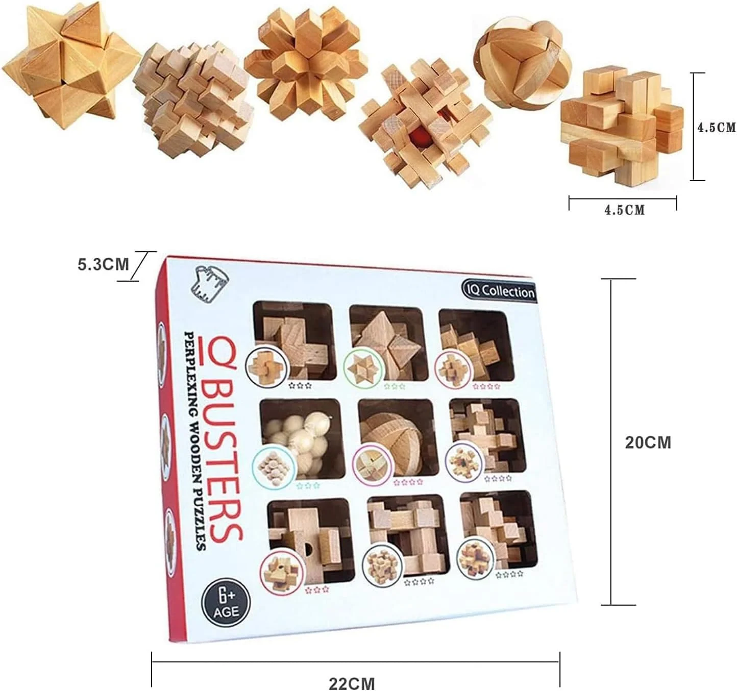 پازل مکعب چوبی سه بعدی Aputue، بازی فکری پنتوگو، اسباب بازی چالش برانگیز برای تقویت مهارت های منطقی با قطعات در هم قفل شونده، بازی عالی برای تمرین مغز کودکان و بزرگسالان