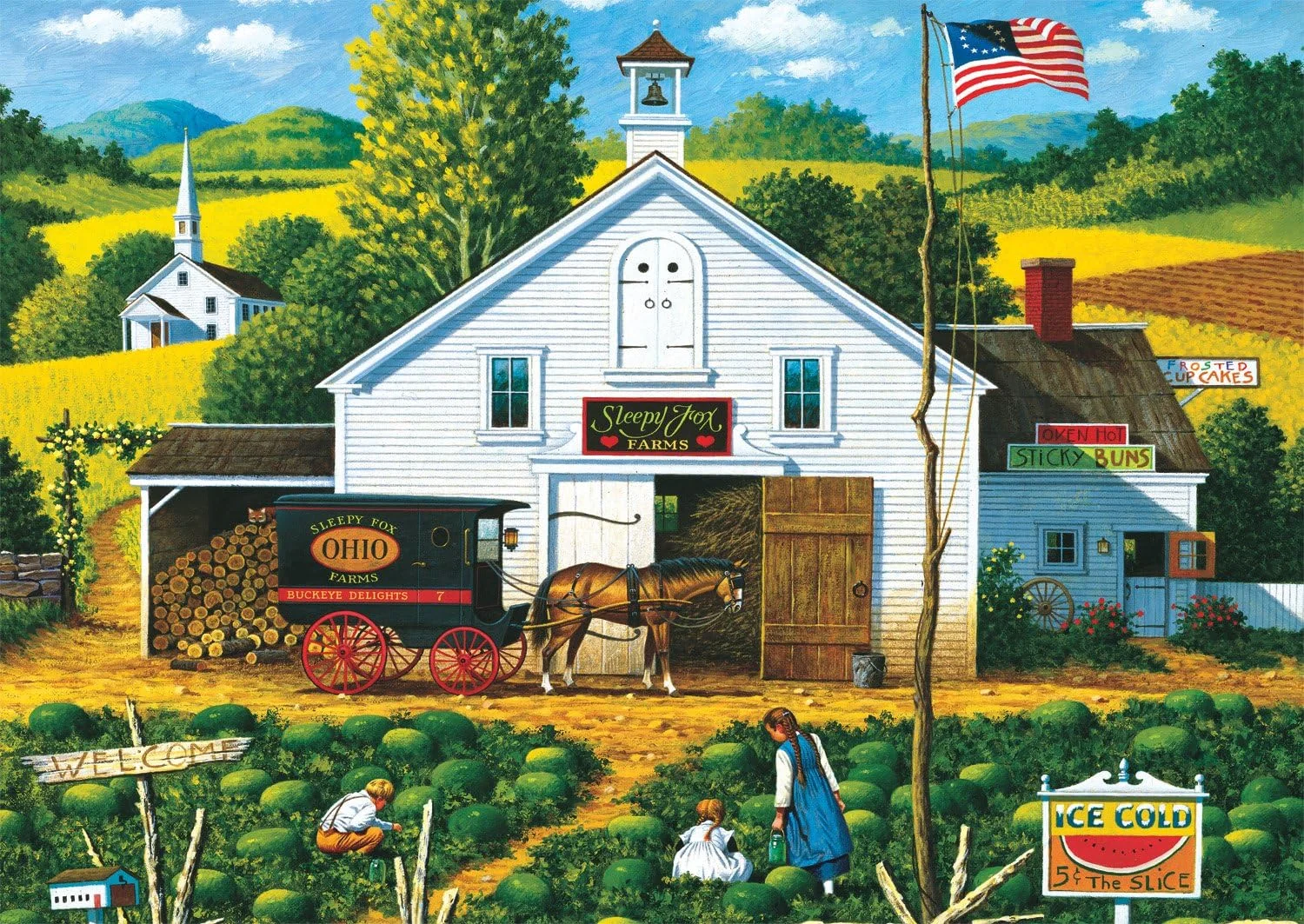 پازل ارهای 300 تکه بزرگ با طرح Catchin Bugs اثر Charles Wysocki از Buffalo Games پازل ارهای 300 تکه بزرگ با طرح Catchin Bugs اثر Charles Wysocki از Buffalo Games