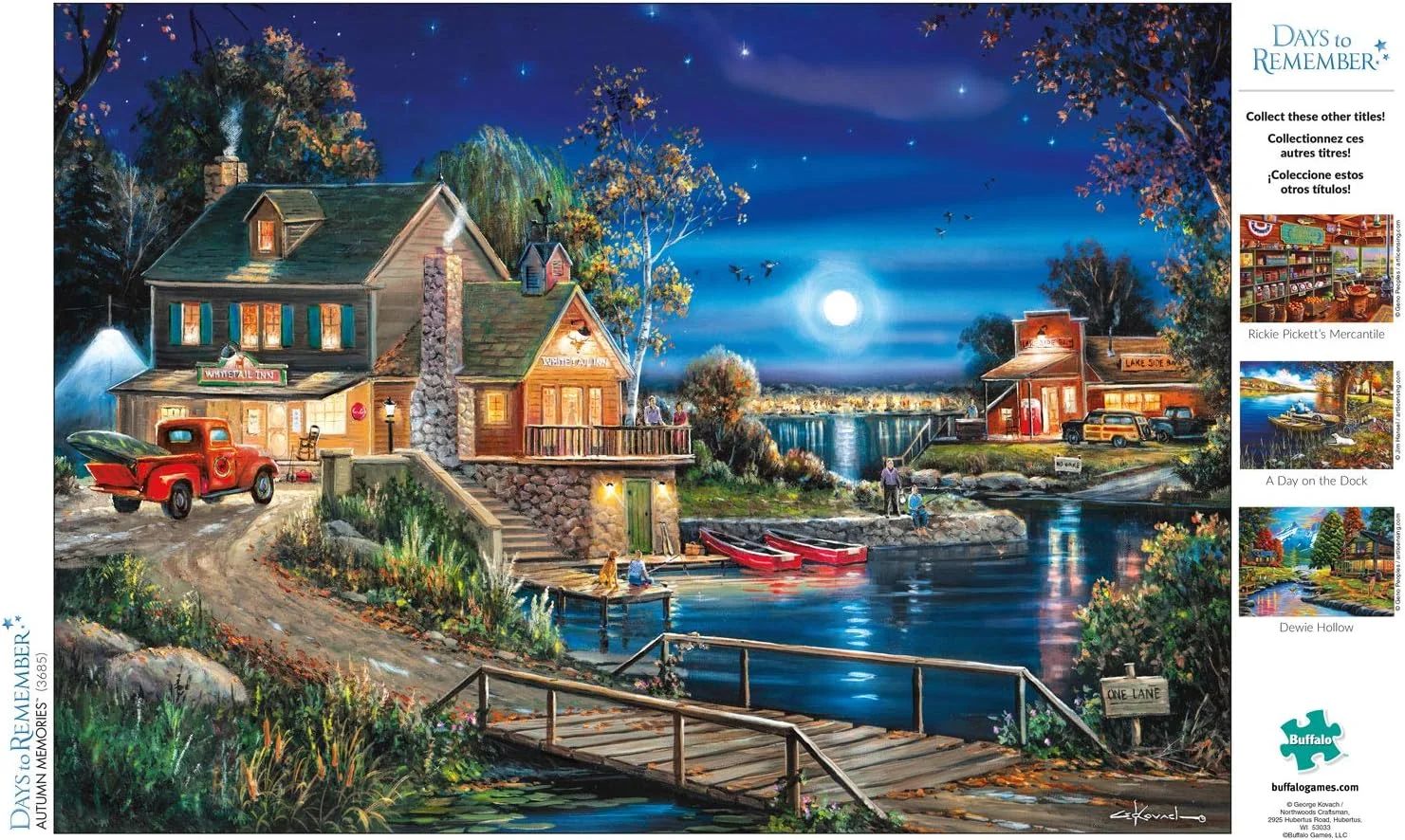 بازی بوفالو گیمز - روزهایی برای به یاد آوردن - خاطرات پاییزی - پازل اره‌ای 500 تکه، آبی، قرمز، قهوه‌ای، 21.25 اینچ طول × 15 اینچ عرض