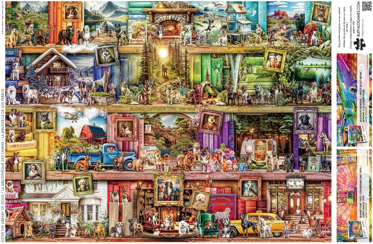 بازی بوفالو - ایمی استوارت - کتابخانه سگ ها - پازل 1000 تکه برای بزرگسالان، پازل چالش برانگیز، مناسب برای شب های بازی - اندازه نهایی 67.94 x 50.17 سانتی متر بازی بوفالو - ایمی استوارت - کتابخانه سگ ها - پازل 1000 تکه برای بزرگسالان، پازل چالش برانگیز، مناسب برای شب های بازی - اندازه نهایی 67.94 x 50.17 سانتی متر