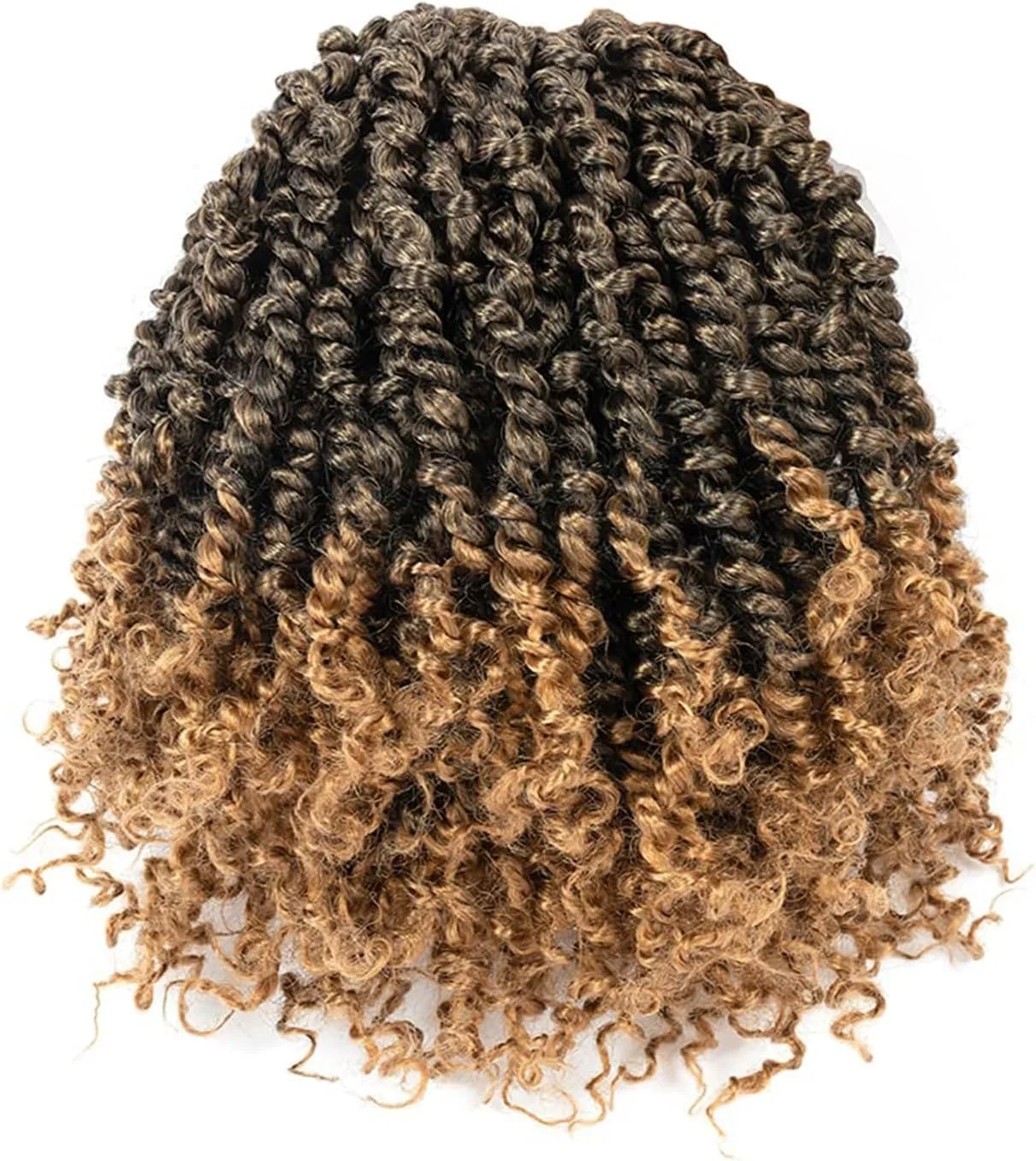 موهای بافته از قبل پیچیده شده مدل Passion Twist YDDM، سایز 8 اینچ، 8 بسته موی بافته از قبل حلقه شده برای زنان، موی بافت کوتاه Passion Twist، اکستنشن موی بافته مصنوعی فرفری (8 اینچ، 1B/27#)