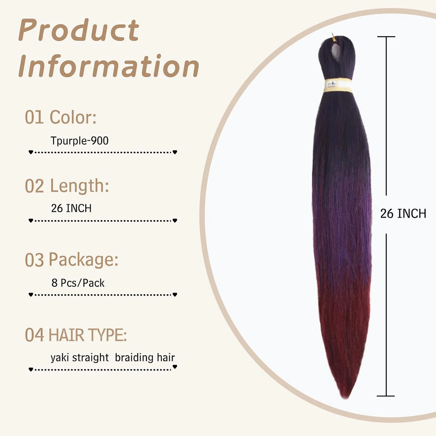 مو بافتنی از پیش کشیده شده یبو 26 اینچ 8 بسته، موی بافتنی آسان با بافت یاکی نرم، موی اکستنشن بافت مصنوعی برای زنان