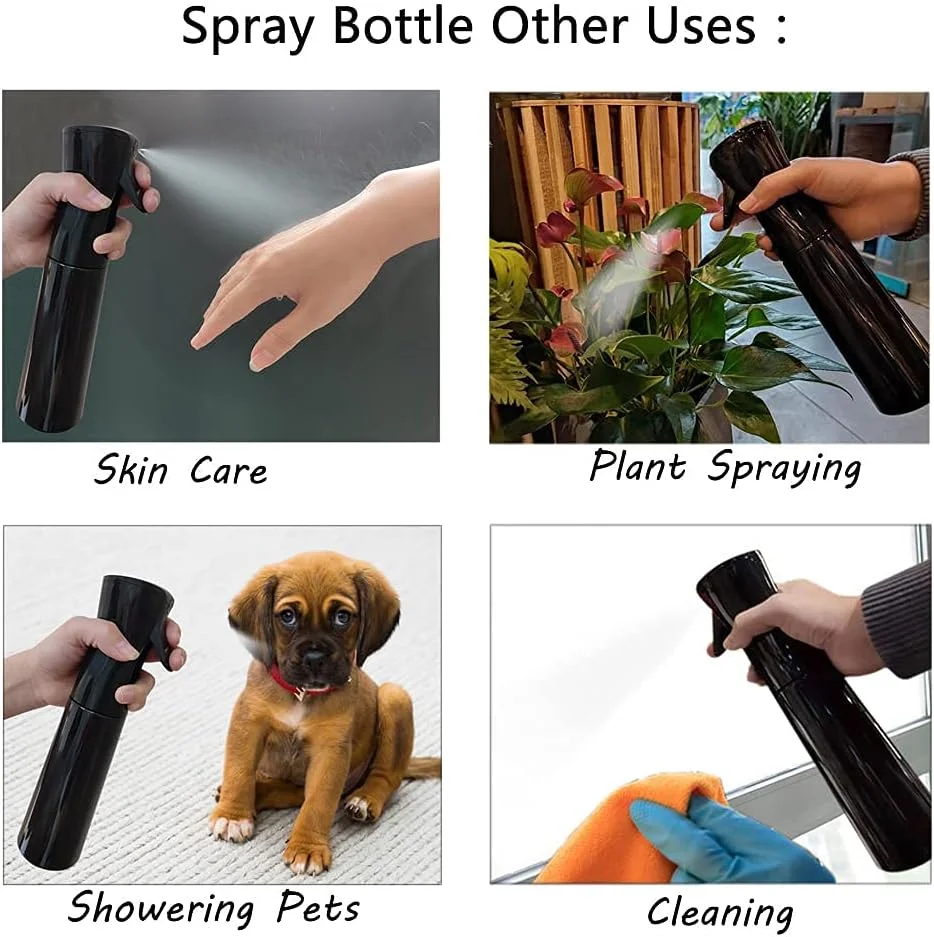 بطری اسپری مه پاش 300 میلی لیتری مشکی + 300 میلی لیتری سفید برای آرایشگری، ابزار حالت دهی مو، بطری اسپری مو سالن، ابزار آرایشگری