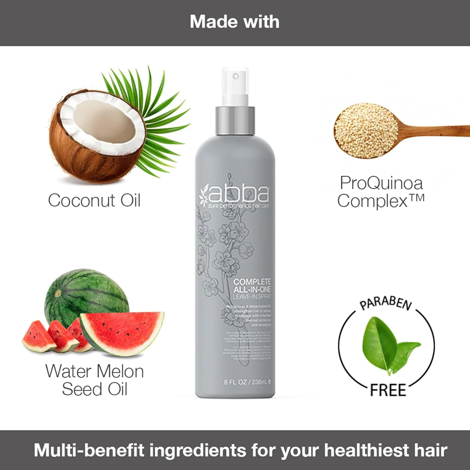 اسپری نرم کننده کامل و یکپارچه ABBA، ۲۳۶ میلی لیتر، نرم کننده سبک برای رطوبت و استحکام، کنترل وز، محافظ حرارتی، مناسب برای انواع مو اسپری نرم کننده کامل و یکپارچه ABBA، ۲۳۶ میلی لیتر، نرم کننده سبک برای رطوبت و استحکام، کنترل وز، محافظ حرارتی، مناسب برای انواع مو