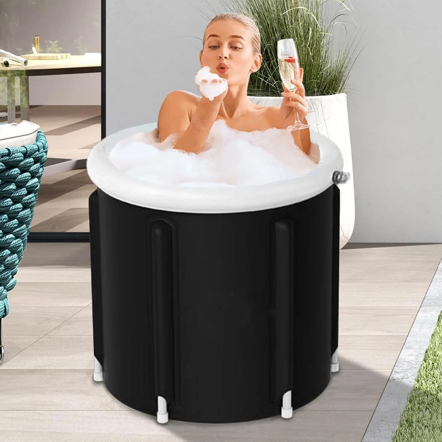 وان حمام تاشو قابل حمل - وان تاشو یخی غیر بادی - سبد ضد نشت وان بزرگ برای پاسیو، خانه، مسافرت، باغ خانوادگی، سفر ساحلی، حمام، کمپینگ، حیاط خلوت وان حمام تاشو قابل حمل - وان تاشو یخی غیر بادی - سبد ضد نشت وان بزرگ برای پاسیو، خانه، مسافرت، باغ خانوادگی، سفر ساحلی، حمام، کمپینگ، حیاط خلوت