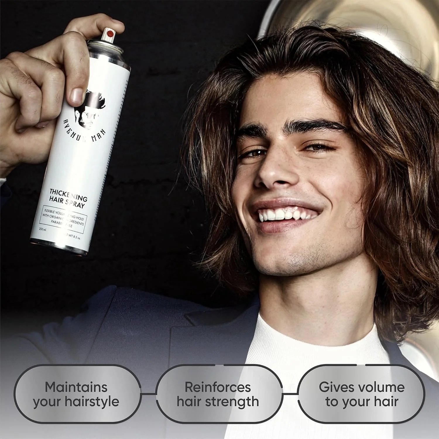 اسپری حجم دهنده مو مردانه Avenue Man (250 میل) - اسپری مو حجم دهنده و بافت دهنده با عصاره های گیاهی برای انواع مو