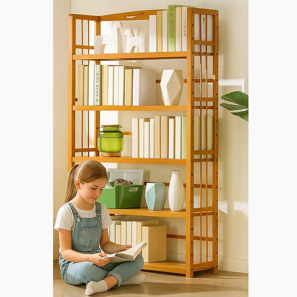 کتابخانه بامبو 5 طبقه - قفسه کتاب چوبی ایستاده و قفسه نگهداری، قفسه باز روستایی برای اتاق نشیمن، اتاق خواب، دفتر کار (قفسه 5 طبقه) کتابخانه بامبو 5 طبقه - قفسه کتاب چوبی ایستاده و قفسه نگهداری، قفسه باز روستایی برای اتاق نشیمن، اتاق خواب، دفتر کار (قفسه 5 طبقه)