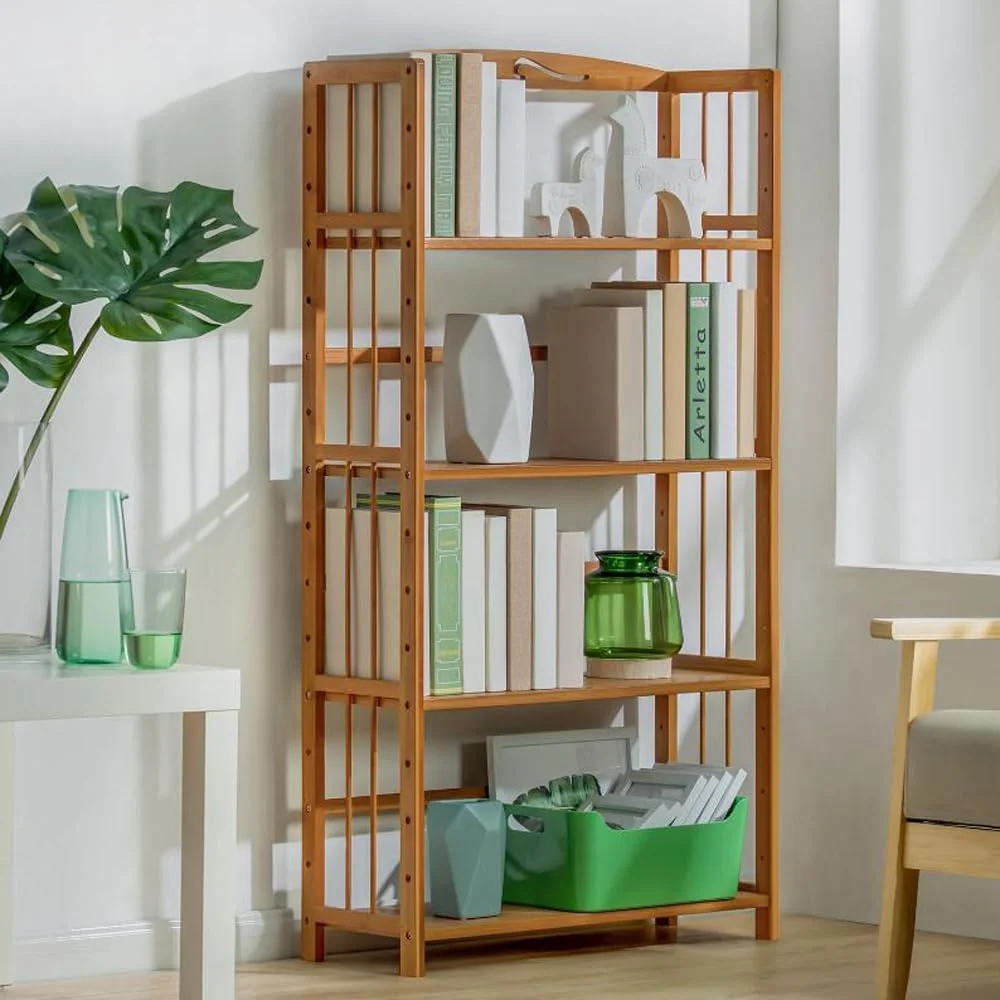 کتابخانه بامبو 5 طبقه - قفسه کتاب چوبی ایستاده و قفسه نگهداری، قفسه باز روستایی برای اتاق نشیمن، اتاق خواب، دفتر کار (قفسه 5 طبقه) کتابخانه بامبو 5 طبقه - قفسه کتاب چوبی ایستاده و قفسه نگهداری، قفسه باز روستایی برای اتاق نشیمن، اتاق خواب، دفتر کار (قفسه 5 طبقه)