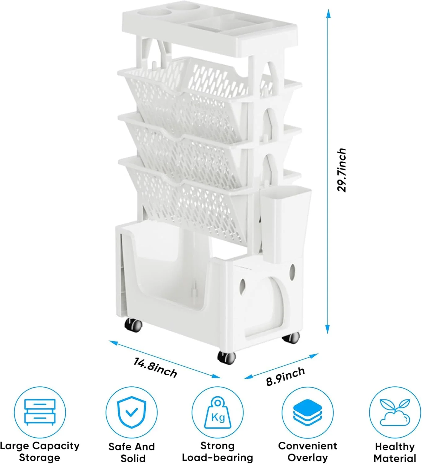 قفسه کتاب متحرک 5 طبقه آنتول با چرخ، قفسه کتاب منحصر به فرد قابل جابجایی، برای خانه و مدرسه، کنار میز، نگهدارنده کتاب و مجله، صرفه جویی در فضا قفسه کتاب متحرک 5 طبقه آنتول با چرخ، قفسه کتاب منحصر به فرد قابل جابجایی، برای خانه و مدرسه، کنار میز، نگهدارنده کتاب و مجله، صرفه جویی در فضا