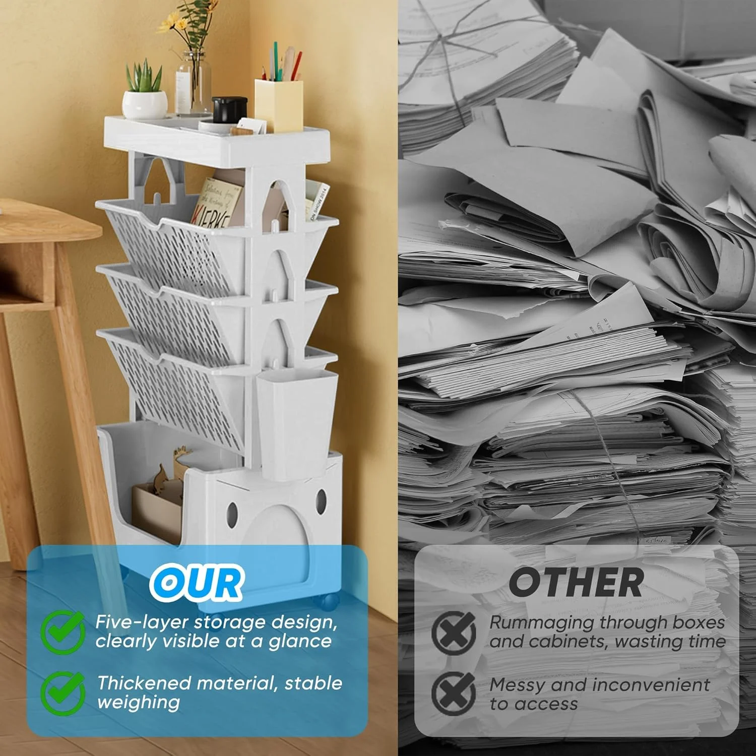 قفسه کتاب متحرک 5 طبقه آنتول با چرخ، قفسه کتاب منحصر به فرد قابل جابجایی، برای خانه و مدرسه، کنار میز، نگهدارنده کتاب و مجله، صرفه جویی در فضا قفسه کتاب متحرک 5 طبقه آنتول با چرخ، قفسه کتاب منحصر به فرد قابل جابجایی، برای خانه و مدرسه، کنار میز، نگهدارنده کتاب و مجله، صرفه جویی در فضا