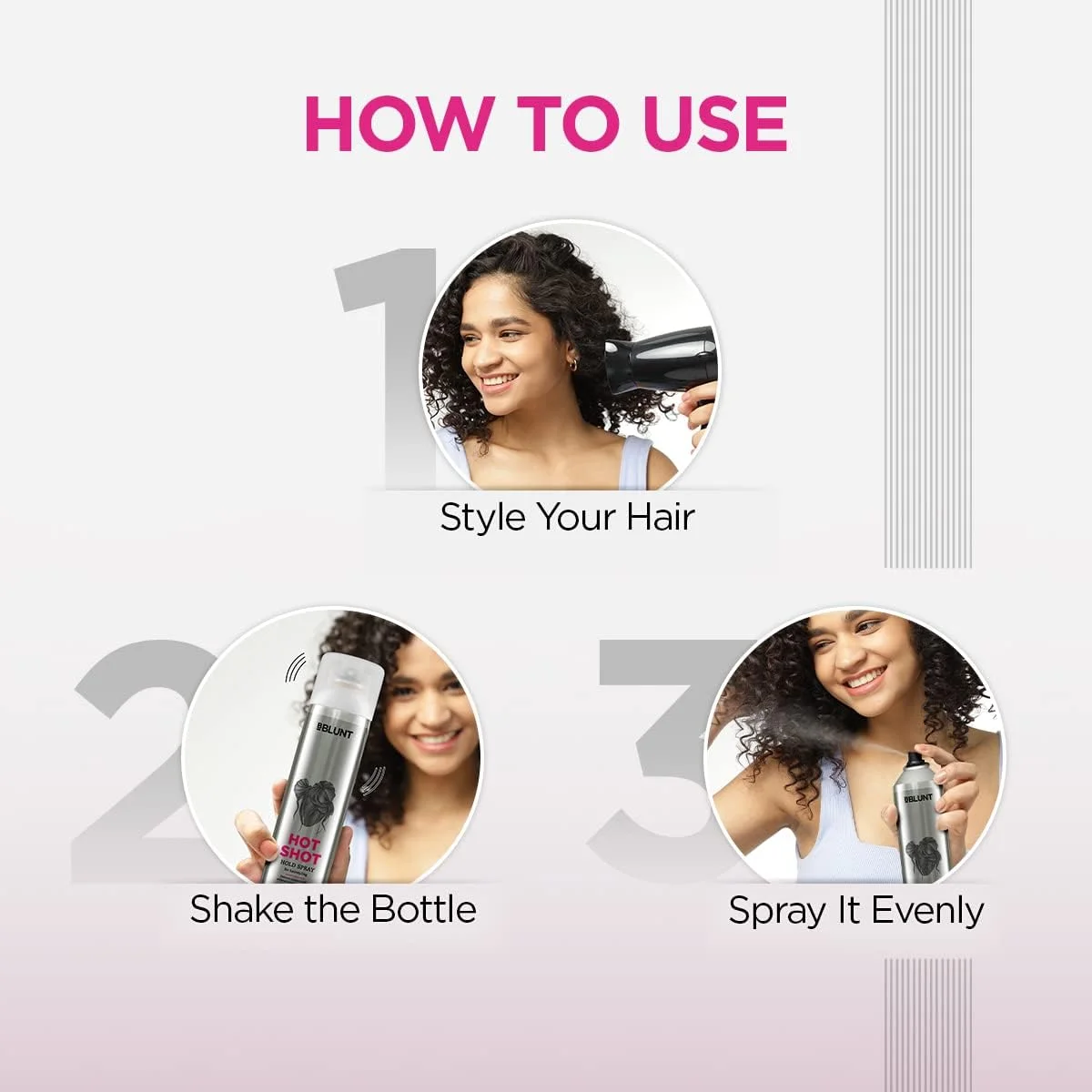 اسپری مو حالت دهنده فوری و ماندگار BBLUNT Hot Shot | اسپری حالت دهنده قوی مو برای خانم ها و آقایان | بدون ایجاد اثر، از بین برنده وز مو، فرمول غیر چسبنده | برای انواع مو | 300 میلی لیتر