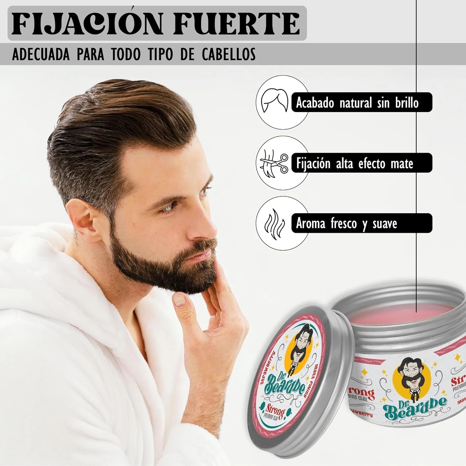 خمیر حالت دهنده مو برای انواع مو، با رایحه توت فرنگی و تثبیت قوی، براقیت کم خمیر حالت دهنده مو برای انواع مو، با رایحه توت فرنگی و تثبیت قوی، براقیت کم