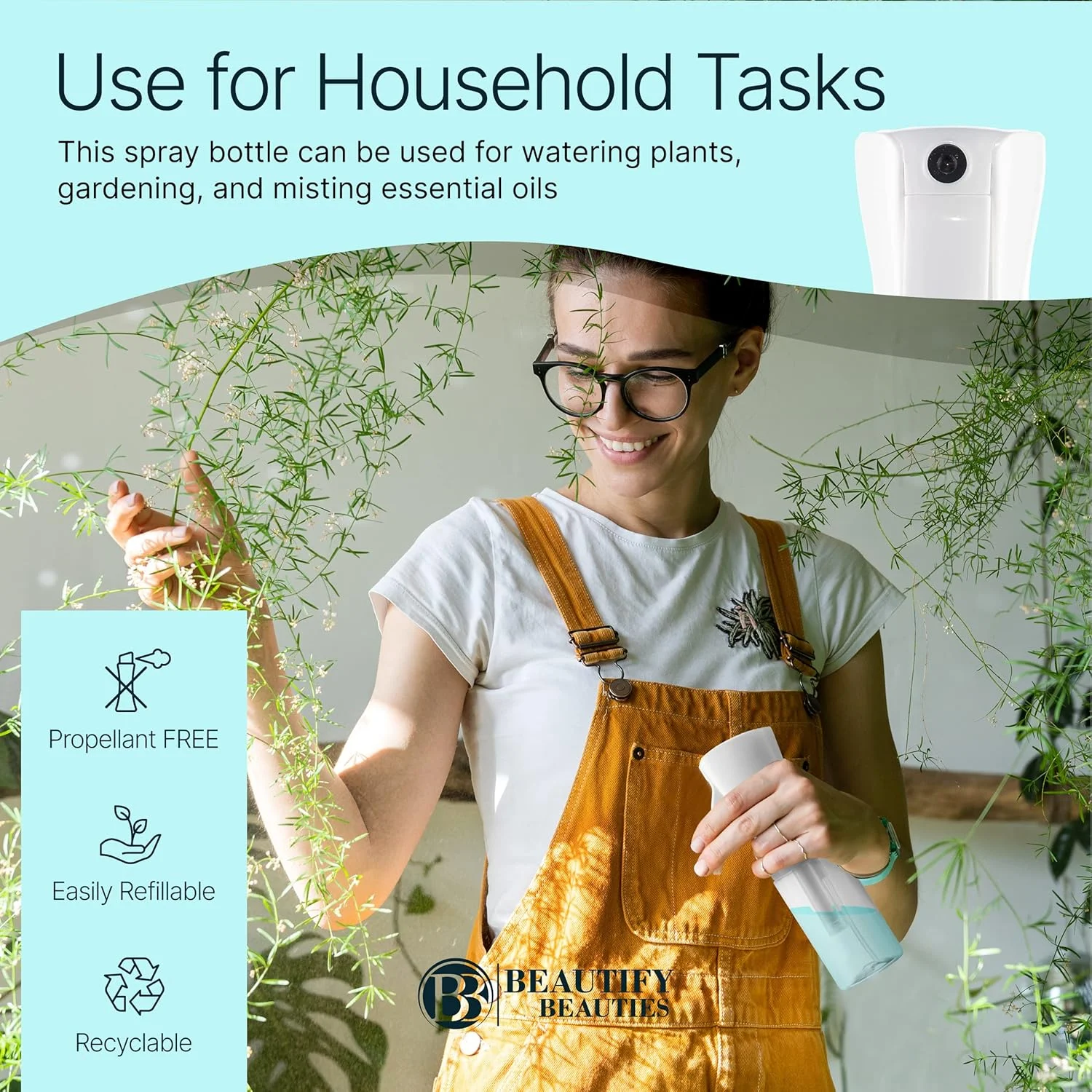 بطری اسپری BeautifyBeauties برای مو - بطری اسپری مه پاش مداوم برای آرایش مو، نظافت، گیاهان، حیوانات خانگی، آرایشگاه ها، سالن ها، رایحه های روغن های ضروری (298 میلی لیتر)