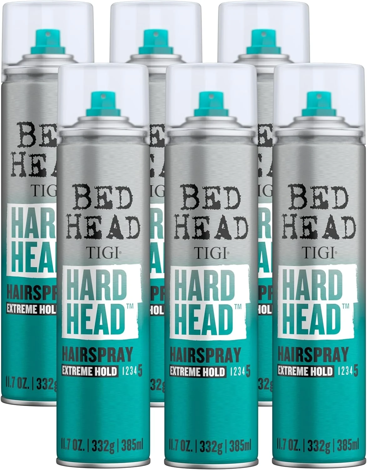 اسپری موی سر TIGI Hard Head برای نگهداری فوق العاده قوی - برای انواع مو - با خشک شدن فوری و درخشش طبیعی - قابل استفاده روی موهای خشک - محصولات مراقبت از موی ممتاز برای زنان و مردان - 345 میلی لیتر (6 عددی)