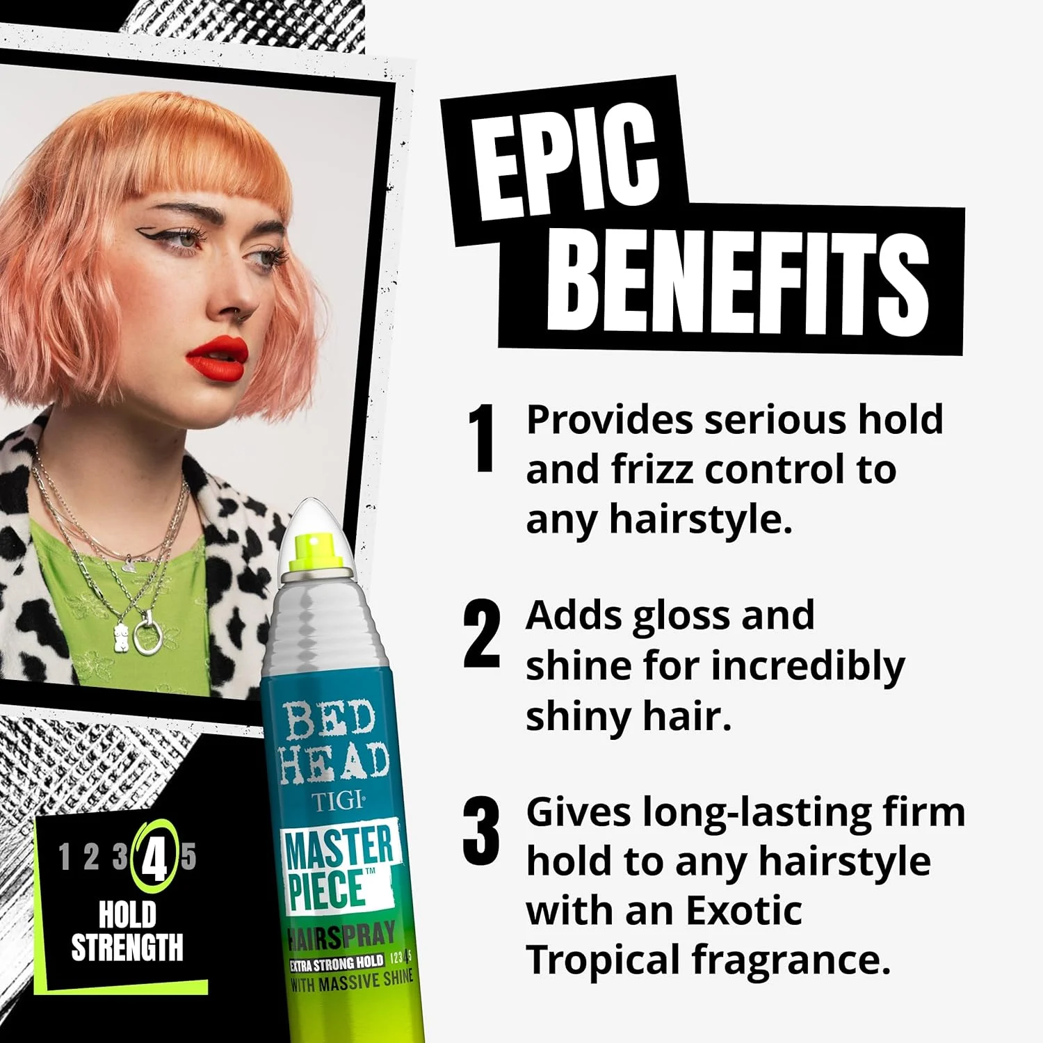 اسپری مو کنترل وز مو Bed Head by TIGI - اسپری مراقبت از مو Masterpiece با قدرت نگهداری فوق العاده برای موهای فوق العاده براق و درخشان - 340 میلی لیتر