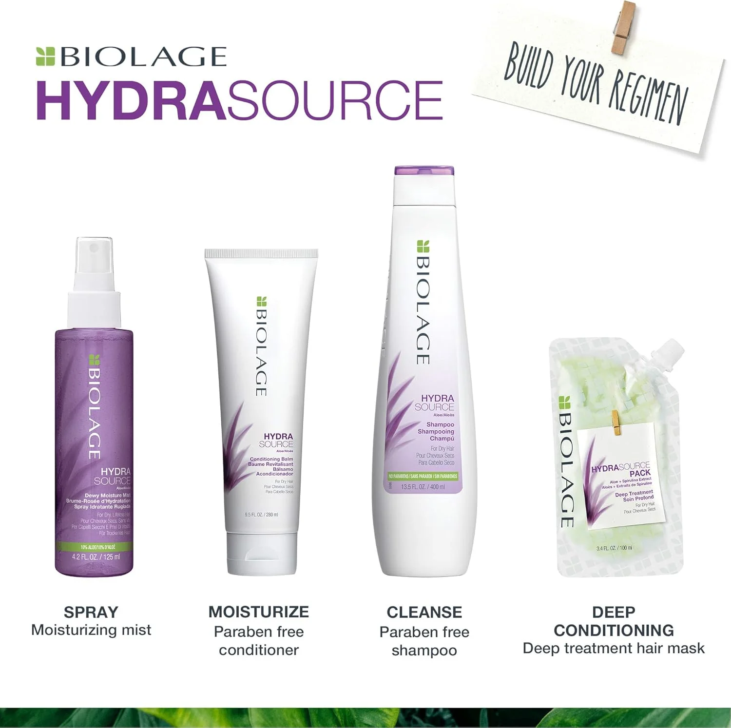 بایولاج | HydraSource | میست موی خشک | اسپری میست آبرسان با آلوئه ورا | برای موهای خشک 125 میلی لیتر