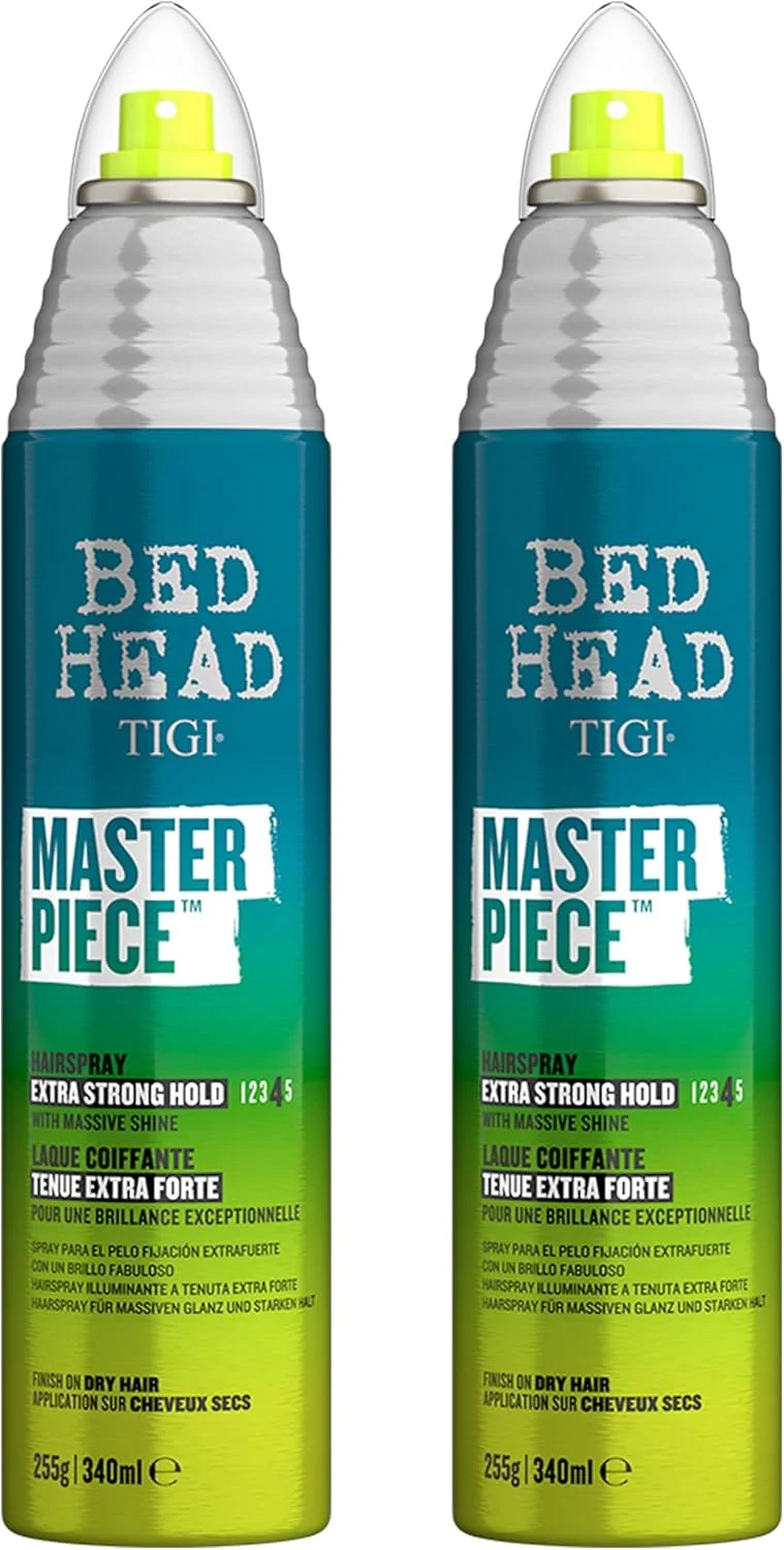 اسپری مو کنترل وز مو Bed Head by TIGI - اسپری مراقبت از مو Masterpiece با نگهداری فوق العاده قوی برای موهای فوق العاده براق و درخشان - 340 میلی لیتر، بسته 2 عددی