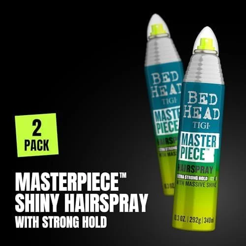 اسپری مو کنترل وز مو Bed Head by TIGI - اسپری مراقبت از مو Masterpiece با نگهداری فوق العاده قوی برای موهای فوق العاده براق و درخشان - 340 میلی لیتر، بسته 2 عددی