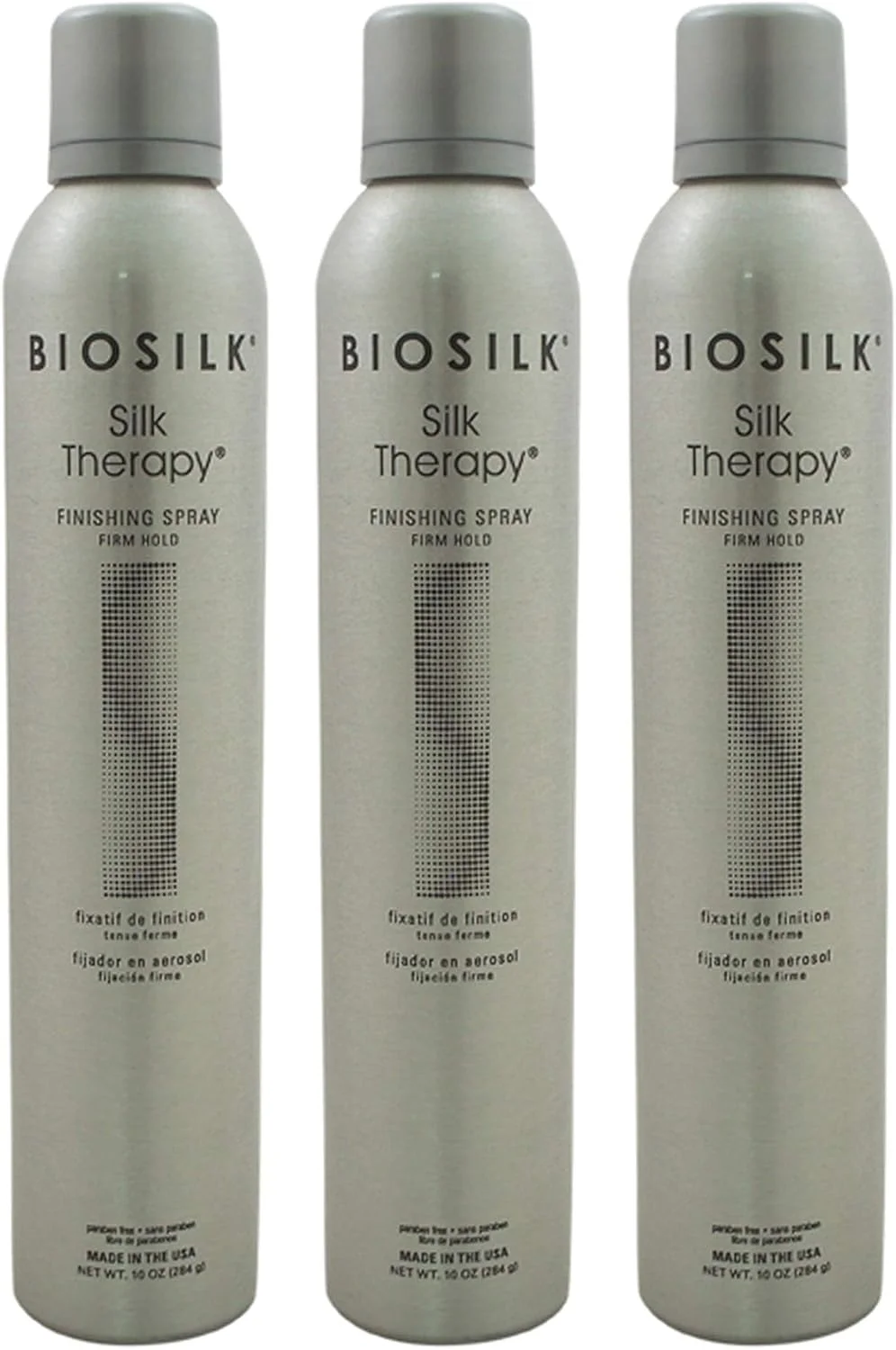 اسپری حالت دهنده مو ابریشمی بایوسیلک - حالت دهی قوی برای آقایان و بانوان - اسپری مو 283 گرمی - (بسته 3 عددی)
