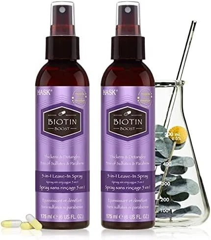 اسپری موی هاسک Biotin Boost 5-In-1 (بسته 2 عددی) | برای ضخیم و حجیم کردن مو | فاقد پارابن و الکل