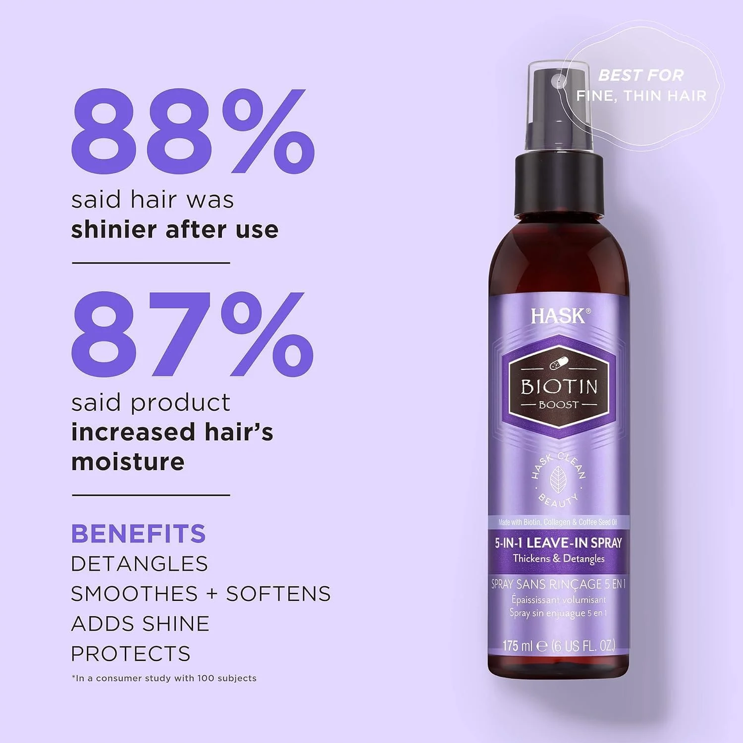 اسپری موی هاسک Biotin Boost 5-In-1 (بسته 2 عددی) | برای ضخیم و حجیم کردن مو | فاقد پارابن و الکل اسپری موی هاسک Biotin Boost 5-In-1 (بسته 2 عددی) | برای ضخیم و حجیم کردن مو | فاقد پارابن و الکل