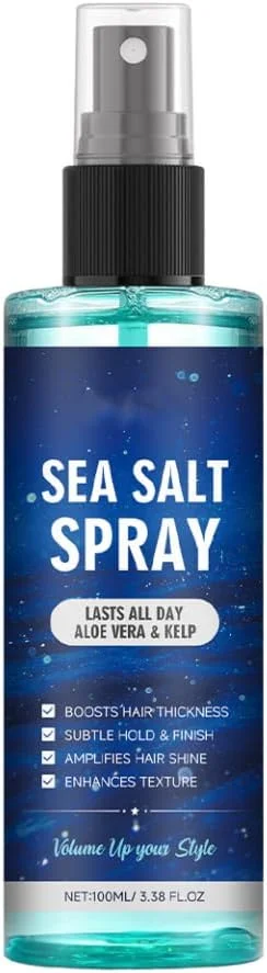 اسپری نمک دریا برای مو، فرمول افزایش حجم برای زنان و مردان، افزایش بافت طبیعی با عصاره جلبک قرمز، آلوئه ورا و کلپ، 150 میلی لیتر، آبی
