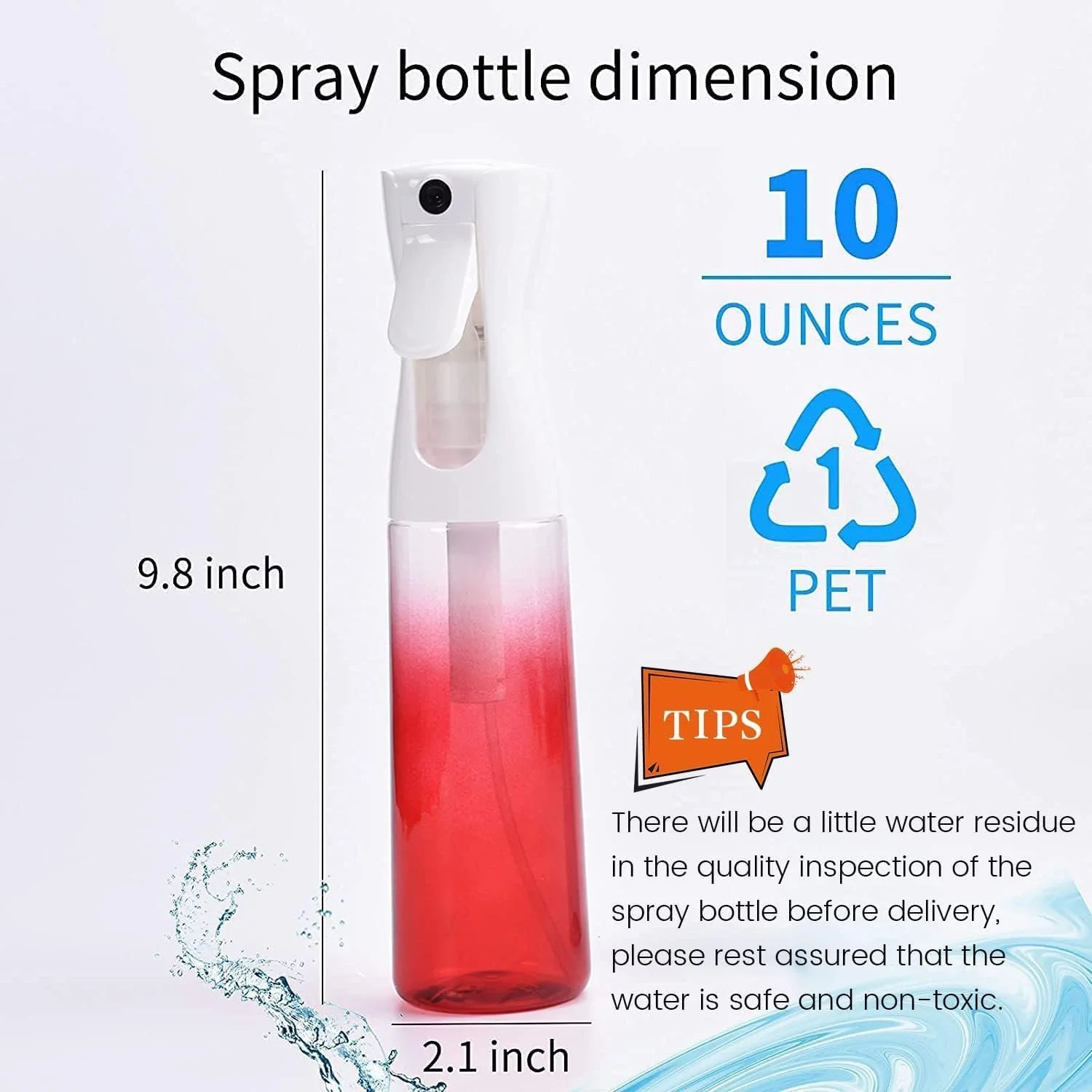 (2 عدد) بطری اسپری مو، بطری خالی اسپری آب پیوسته برای آرایش مو، مراقبت از پوست، نظافت و اسپری گیاهان، 300 میلی لیتر