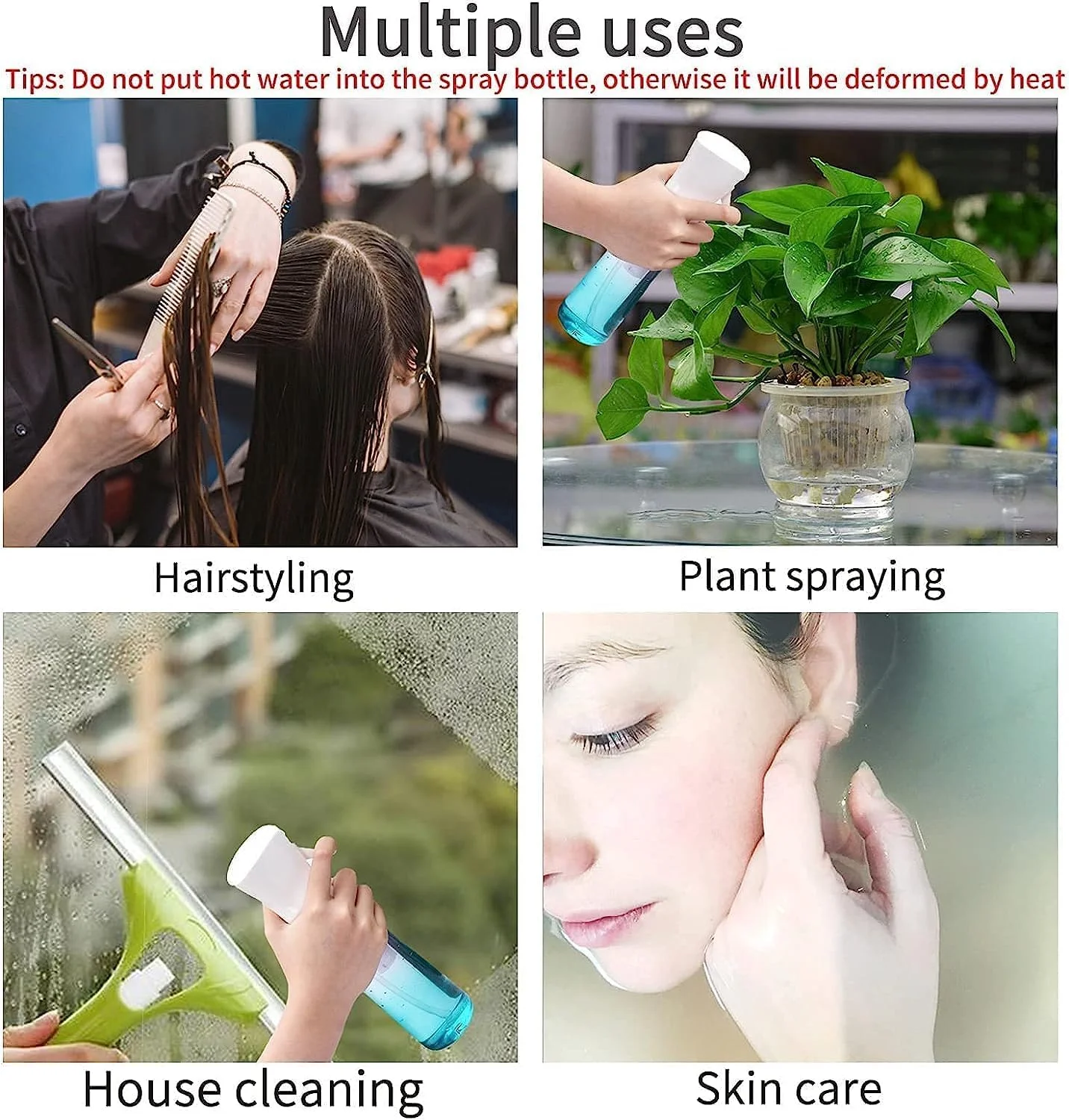 (2 عدد) بطری اسپری مو، بطری خالی اسپری آب پیوسته برای آرایش مو، مراقبت از پوست، نظافت و اسپری گیاهان، 300 میلی لیتر