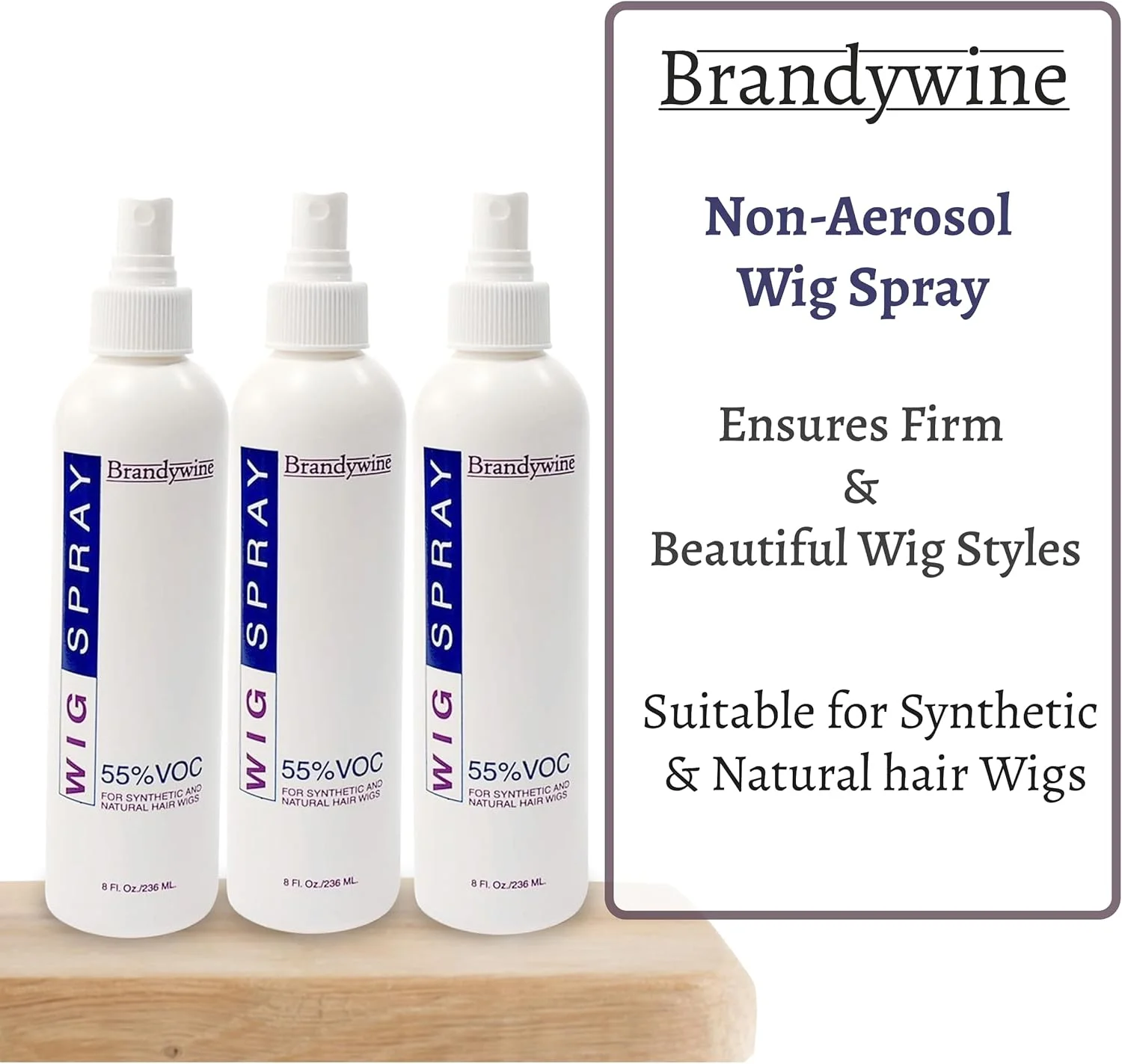 اسپری موی کلاه گیس برندیووین بدون آئروسل (پمپی) برای کلاه گیس های موی مصنوعی و طبیعی، 240 میلی لیتر (بسته 3 عددی)