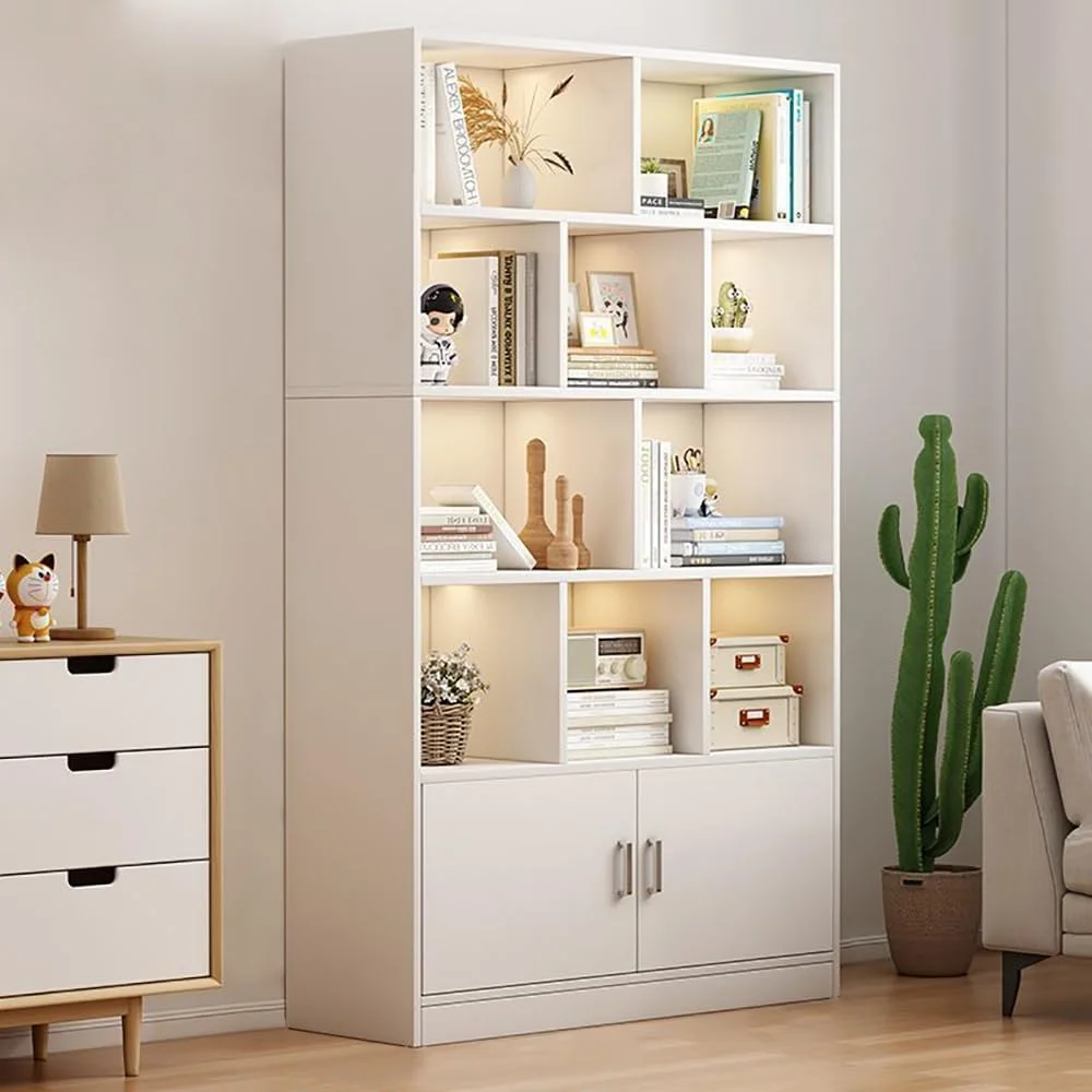 کتابخانه ایستاده 178 سانتیمتری، کابینت نمایش چوبی با 2 درب و قفسه باز چند طبقه، قفسه کتاب عمودی برای اتاق نشیمن، اتاق خواب، خانه و دفتر کار، سفید (SGG029B-80) کتابخانه ایستاده 178 سانتیمتری، کابینت نمایش چوبی با 2 درب و قفسه باز چند طبقه، قفسه کتاب عمودی برای اتاق نشیمن، اتاق خواب، خانه و دفتر کار، سفید (SGG029B-80)