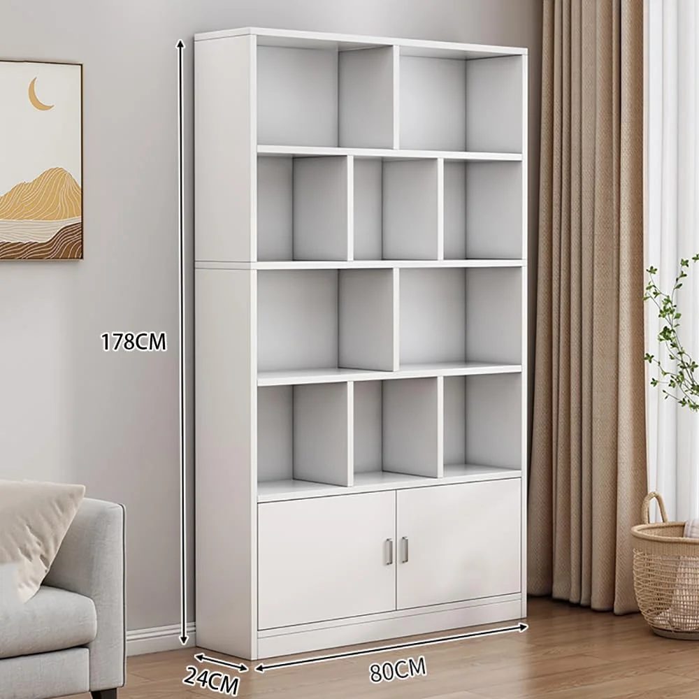 کتابخانه ایستاده 178 سانتیمتری، کابینت نمایش چوبی با 2 درب و قفسه باز چند طبقه، قفسه کتاب عمودی برای اتاق نشیمن، اتاق خواب، خانه و دفتر کار، سفید (SGG029B-80) کتابخانه ایستاده 178 سانتیمتری، کابینت نمایش چوبی با 2 درب و قفسه باز چند طبقه، قفسه کتاب عمودی برای اتاق نشیمن، اتاق خواب، خانه و دفتر کار، سفید (SGG029B-80)