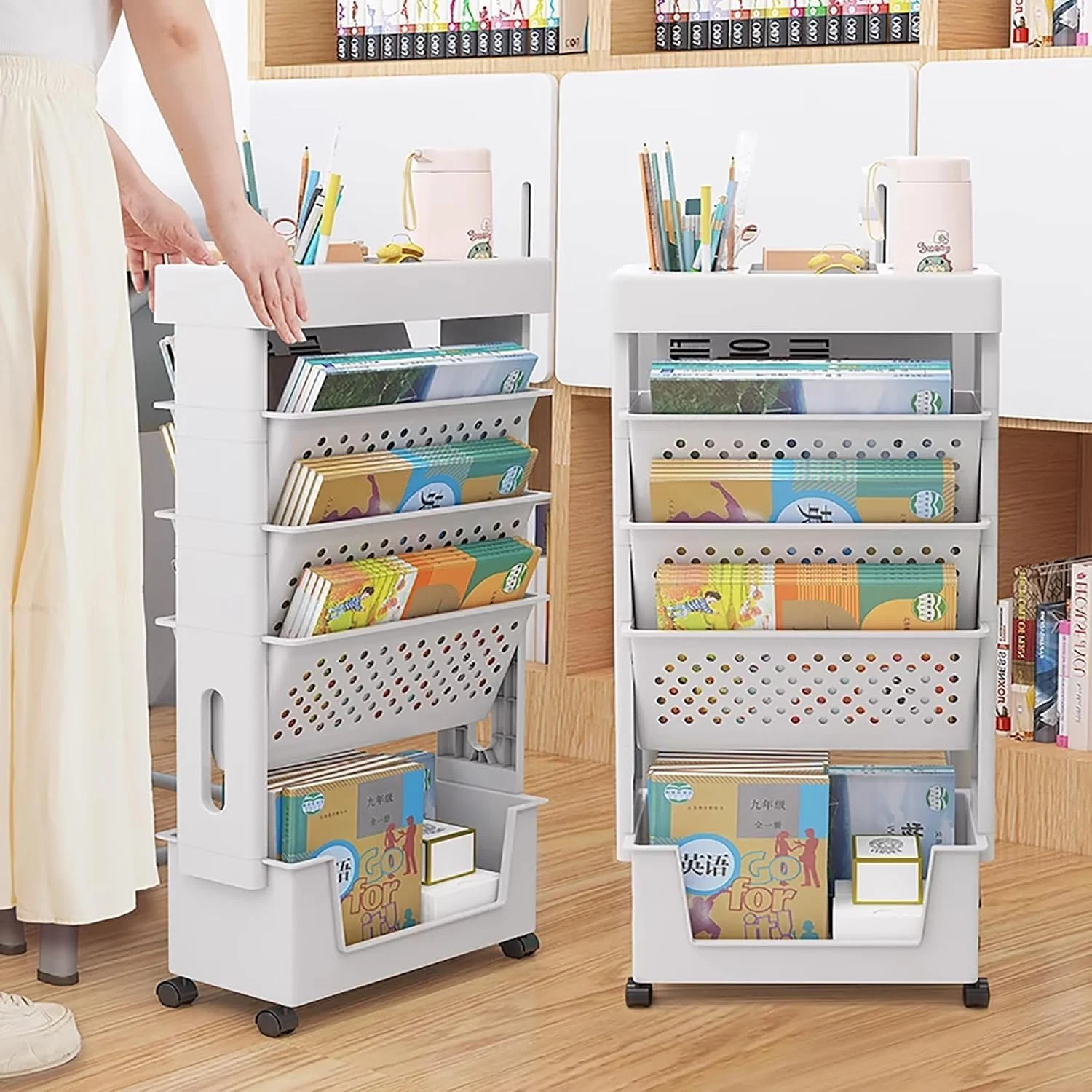 چرخ دستی قفسه کتاب 5 طبقه Cozy Nest با چرخ، سازمان دهنده چند منظوره اسباب بازی متحرک، قفسه کاربردی باریک و صرفه جویی در فضا برای خانه، دفتر، خوابگاه و کلاس درس، بادوام و جابجایی آسان چرخ دستی قفسه کتاب 5 طبقه Cozy Nest با چرخ، سازمان دهنده چند منظوره اسباب بازی متحرک، قفسه کاربردی باریک و صرفه جویی در فضا برای خانه، دفتر، خوابگاه و کلاس درس، بادوام و جابجایی آسان