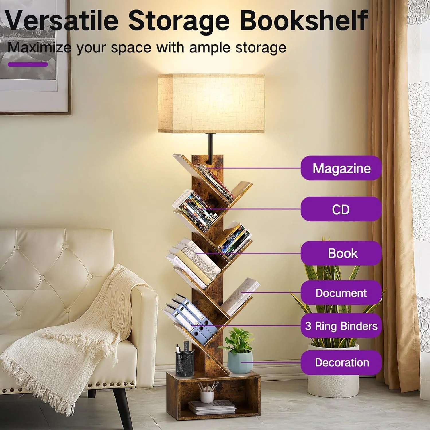 کتابخانه درختی 6 طبقه با نور، ریموت و تایمر، کتابخانه ایستاده مدرن بلند، قفسه کتاب چوبی باریک، قفسه کوچک سازمان دهنده کتاب برای اتاق نشیمن، اتاق خواب، دفتر - خانه خود را دنج تر کنید کتابخانه درختی 6 طبقه با نور، ریموت و تایمر، کتابخانه ایستاده مدرن بلند، قفسه کتاب چوبی باریک، قفسه کوچک سازمان دهنده کتاب برای اتاق نشیمن، اتاق خواب، دفتر - خانه خود را دنج تر کنید