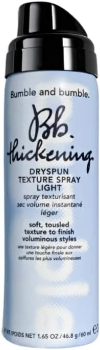 اسپری بافت دهنده مو بامبل اند بامبل مدل Thickening Dryspun Texture Spray Light | برای بافت نرم + نگهدارندگی ملایم | موهای فر، موج دار، صاف، سایز مسافرتی کوچک، 49 میلی لیتر