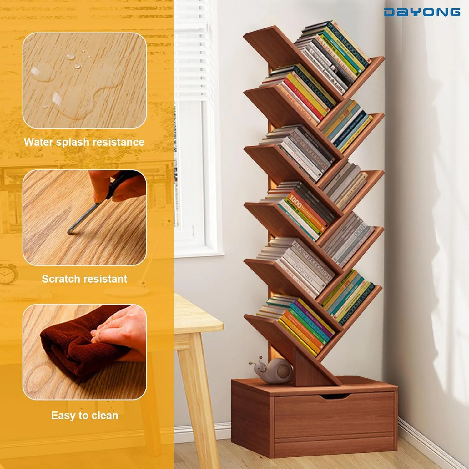 کتابخانه درختی 12 طبقه DAYONG، قفسه کتاب چوبی با کشو، قفسه کتاب ایستاده، قفسه نمایشگر کاربردی برای دفتر کار خانگی، اتاق نشیمن، اتاق خواب (چوب) کتابخانه درختی 12 طبقه DAYONG، قفسه کتاب چوبی با کشو، قفسه کتاب ایستاده، قفسه نمایشگر کاربردی برای دفتر کار خانگی، اتاق نشیمن، اتاق خواب (چوب)