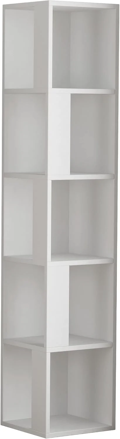 کتابخانه گوشه ای دکورتی مدل پیانو، سیستم قفسه بندی چند سطحی باز ایده آل برای دفتر کار خانگی، راهرو و اتاق نشیمن، ابعاد 31.4 عمق x 31.4 عرض x 158.9 ارتفاع سانتی متر (سفید) کتابخانه گوشه ای دکورتی مدل پیانو، سیستم قفسه بندی چند سطحی باز ایده آل برای دفتر کار خانگی، راهرو و اتاق نشیمن، ابعاد 31.4 عمق x 31.4 عرض x 158.9 ارتفاع سانتی متر (سفید)