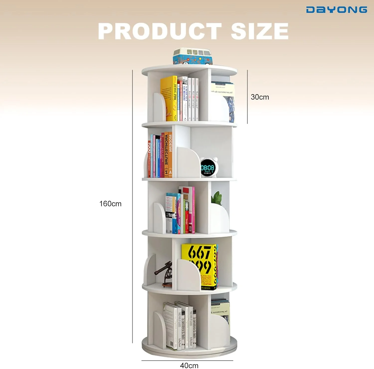 قفسه کتاب چند لایه چرخان 360 درجه DAYONG، کتابخانه ایستاده با ظرفیت بالا، قفسه گوشه ای برای نگهداری اتاق نشیمن، اتاق خواب، مطالعه و دفتر (سفید، 5 طبقه) قفسه کتاب چند لایه چرخان 360 درجه DAYONG، کتابخانه ایستاده با ظرفیت بالا، قفسه گوشه ای برای نگهداری اتاق نشیمن، اتاق خواب، مطالعه و دفتر (سفید، 5 طبقه)