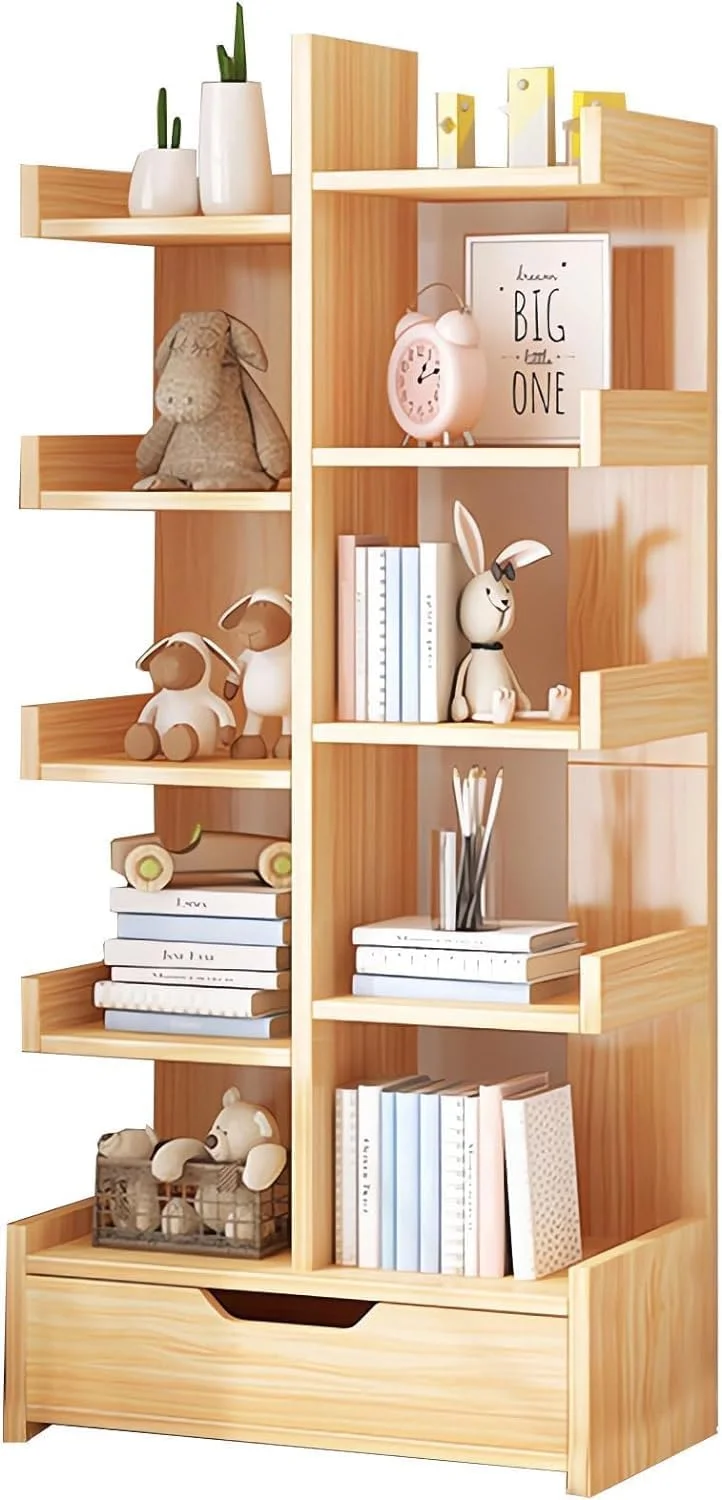 قفسه کتاب درختی 10 طبقه، قفسه نمایش کتاب ایستاده، سازمان دهنده ذخیره سازی با روکش بلوط روستایی برای اتاق نشیمن، دفتر، اتاق کودک قفسه کتاب درختی 10 طبقه، قفسه نمایش کتاب ایستاده، سازمان دهنده ذخیره سازی با روکش بلوط روستایی برای اتاق نشیمن، دفتر، اتاق کودک